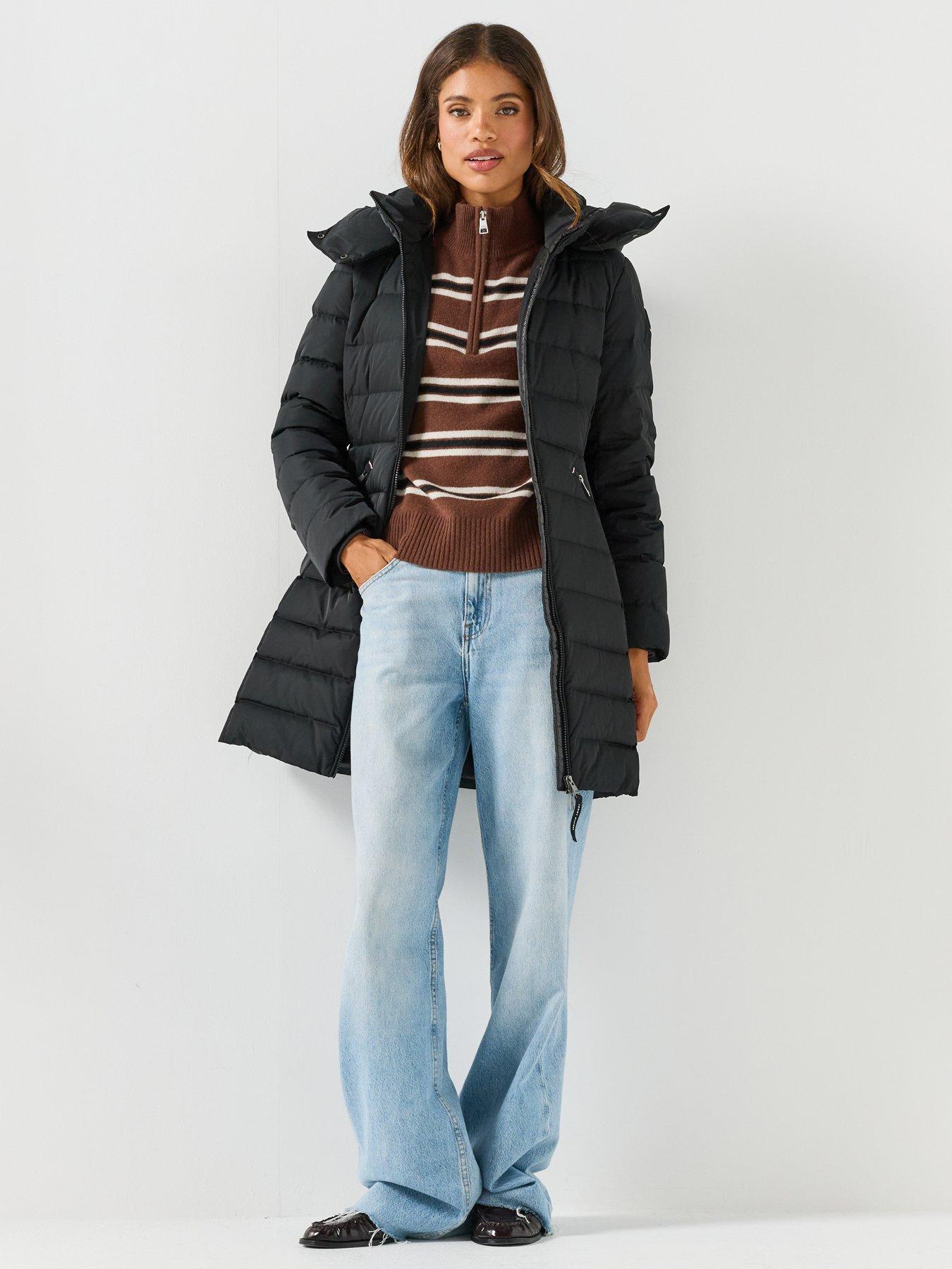 Image 3 of 6 of Tommy Hilfiger Slim Down Hooded Coat - Black