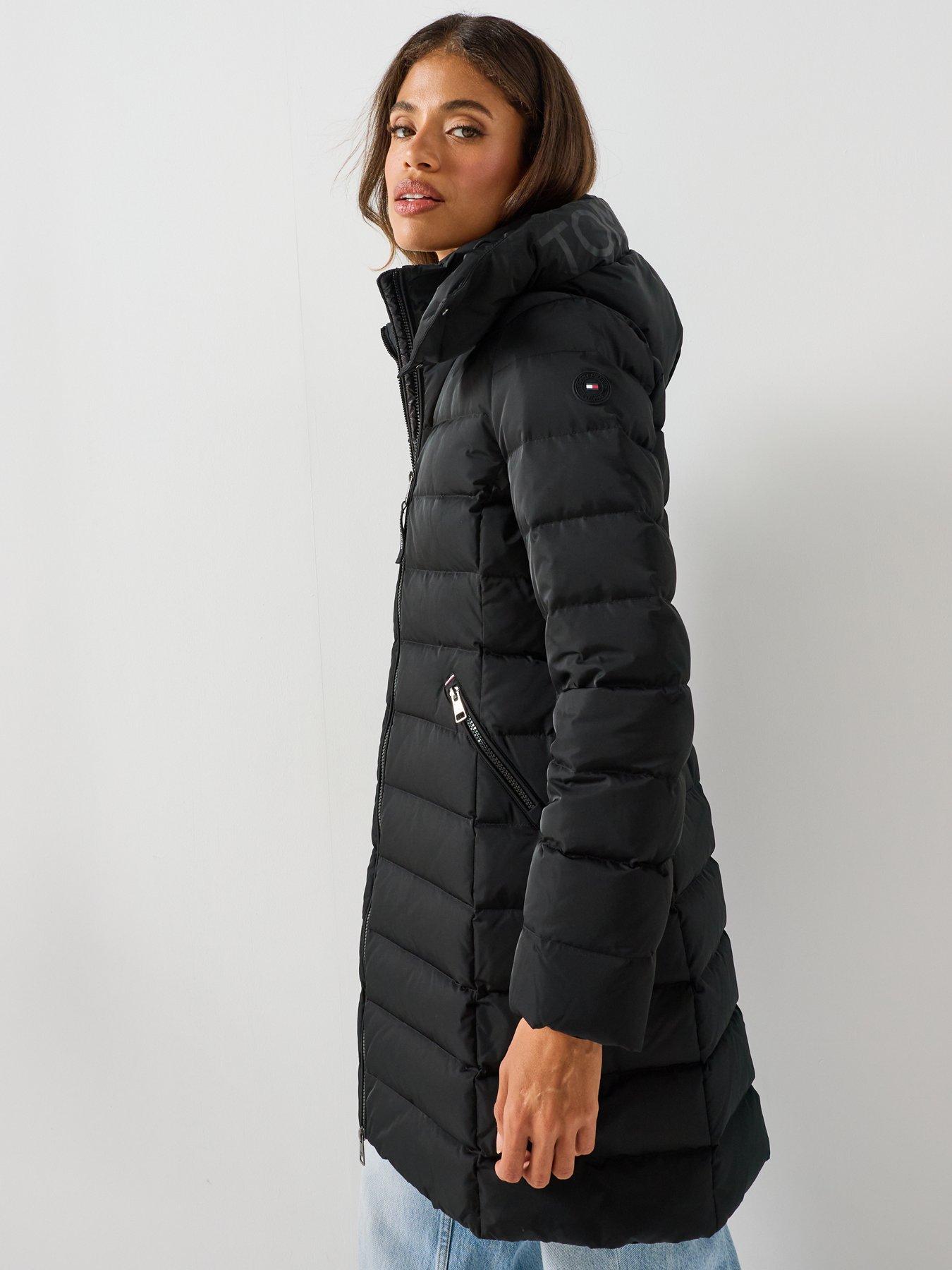 Image 6 of 6 of Tommy Hilfiger Slim Down Hooded Coat - Black