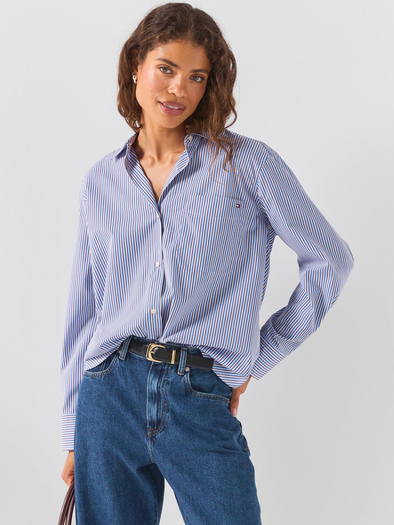 Tommy Hilfiger Women's Striped Poplin Easy Fit Shirt - Multi