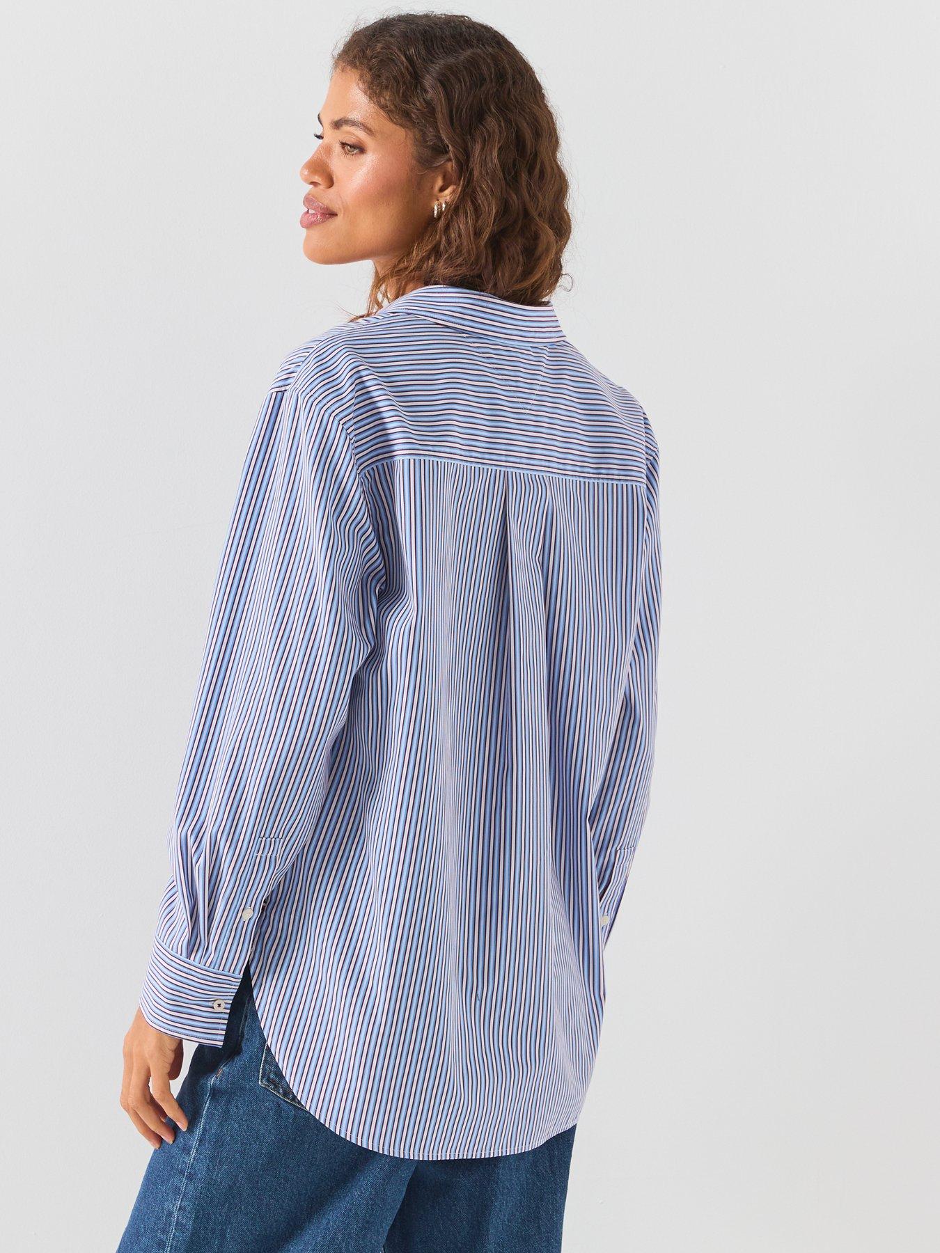 Image 2 of 6 of Tommy Hilfiger Women's Striped Poplin Easy Fit Shirt - Multi