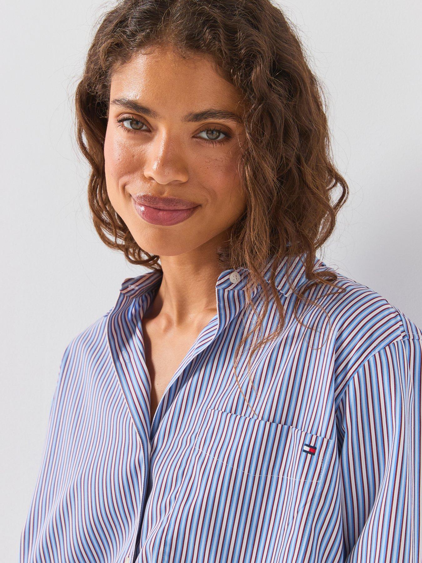 Image 5 of 6 of Tommy Hilfiger Women's Striped Poplin Easy Fit Shirt - Multi