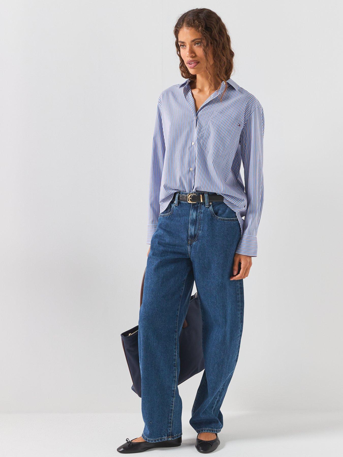 Image 6 of 6 of Tommy Hilfiger Women's Striped Poplin Easy Fit Shirt - Multi