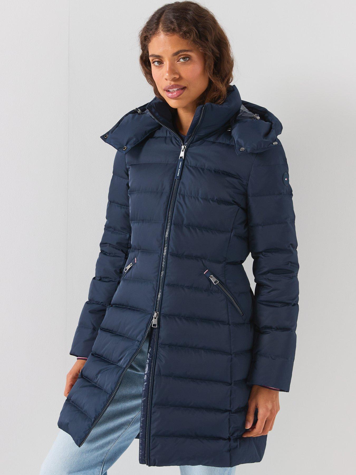 Tommy Hilfiger Slim Down Hooded Coat - Blue