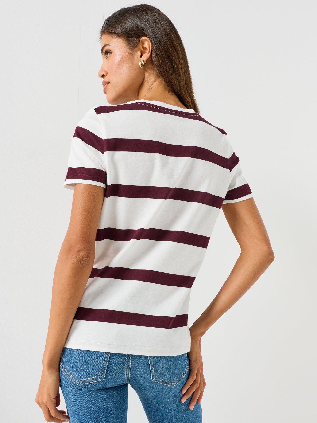 Image 2 of 5 of Tommy Hilfiger Logo Jersey Crew Neck T-shirt - Cream / Red