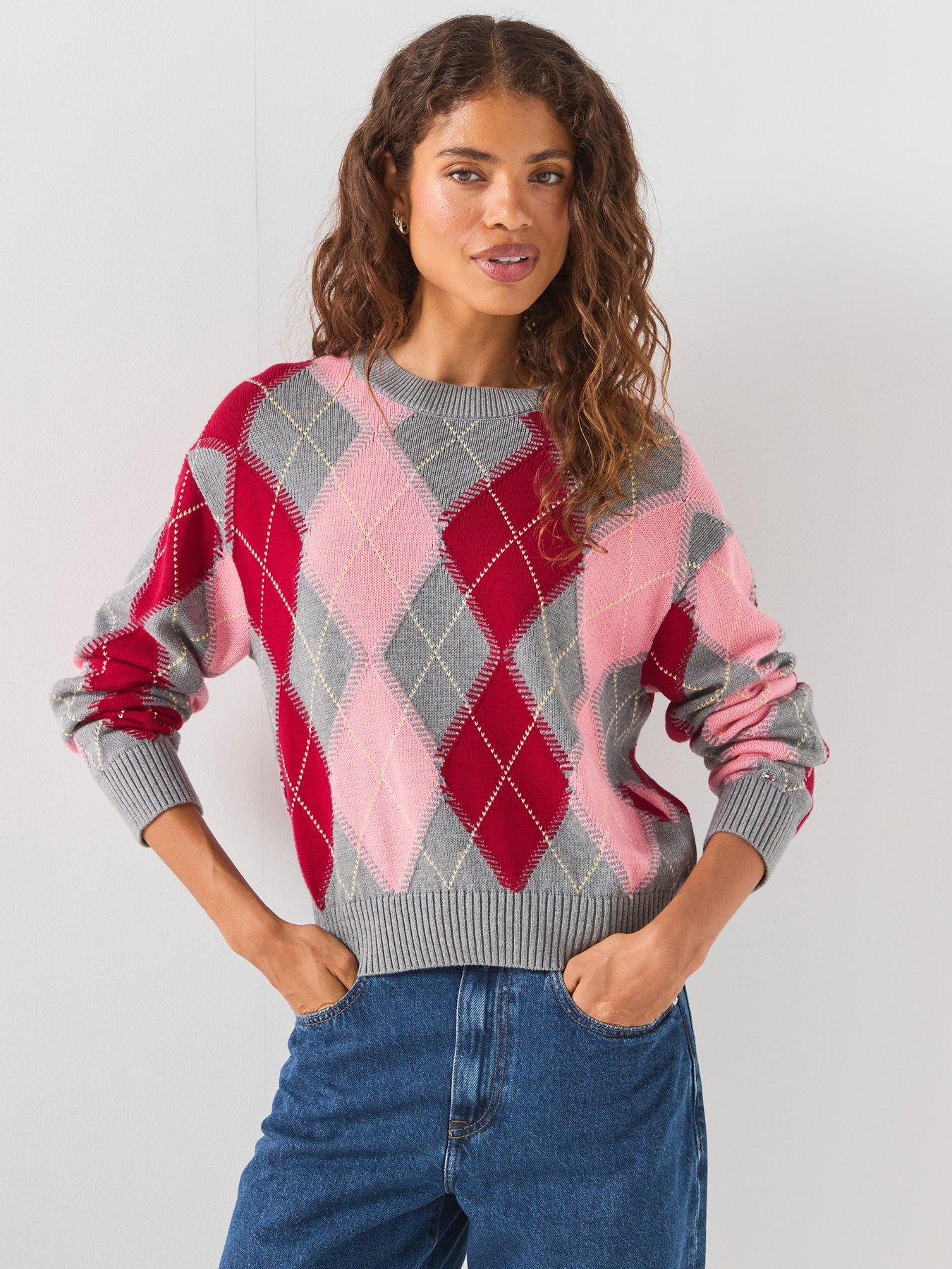 Tommy Hilfiger Women's Argyle Crew Neck Jumper - Pink