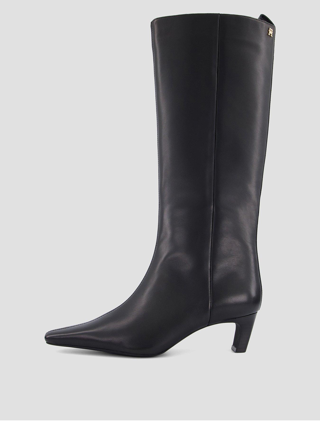 Image 1 of 6 of Tommy Hilfiger Kitten Heel Leather High Boot