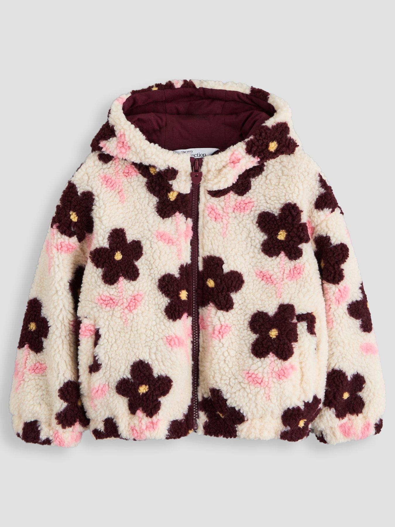 Image 1 of 4 of The Very Collection Girls Borg Zip Up Basic Jacket (9 months - 7 years) - Pink