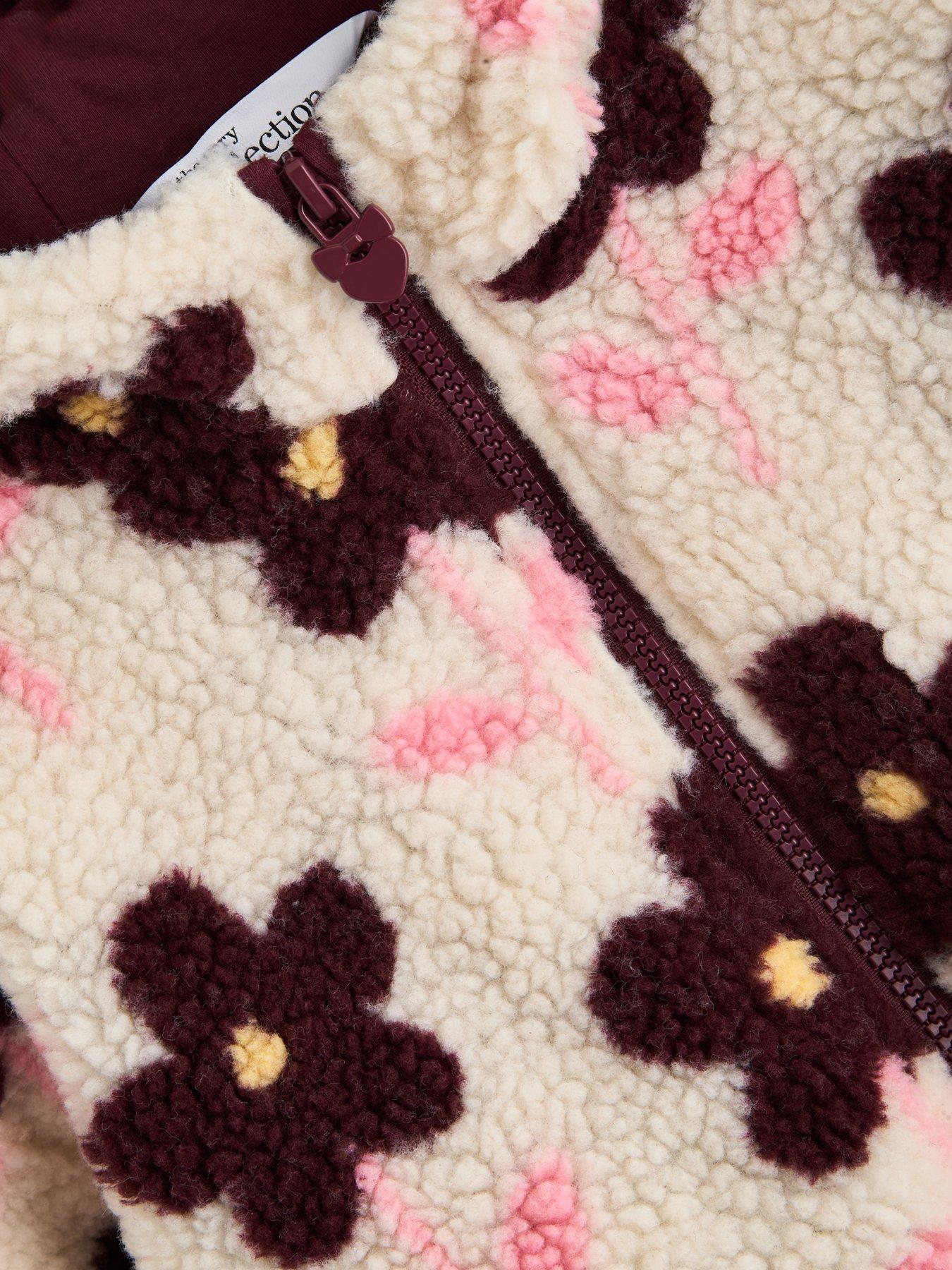 Image 3 of 4 of The Very Collection Girls Borg Zip Up Basic Jacket (9 months - 7 years) - Pink