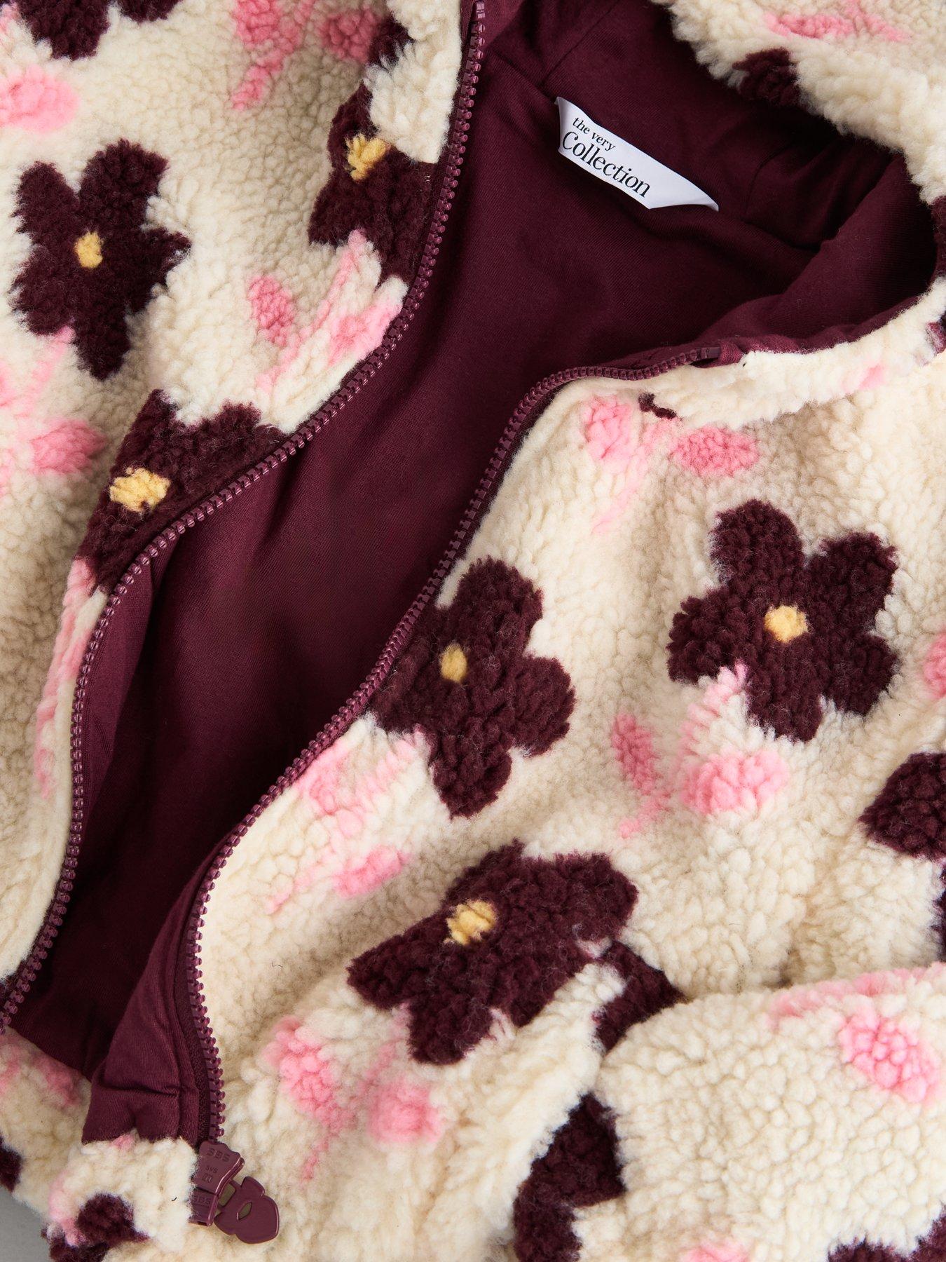 Image 4 of 4 of The Very Collection Girls Borg Zip Up Basic Jacket (9 months - 7 years) - Pink