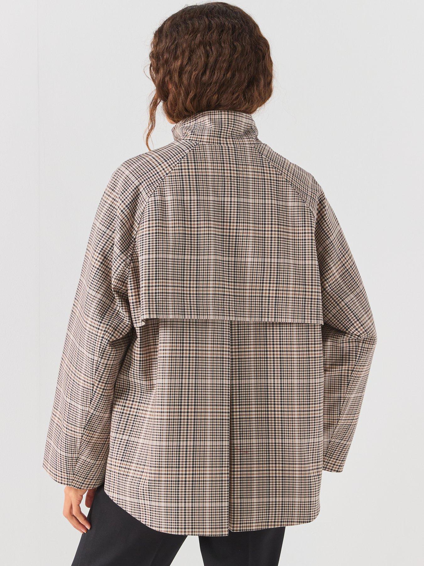 Image 2 of 6 of Tommy Hilfiger Cotton Check Cape Coat
