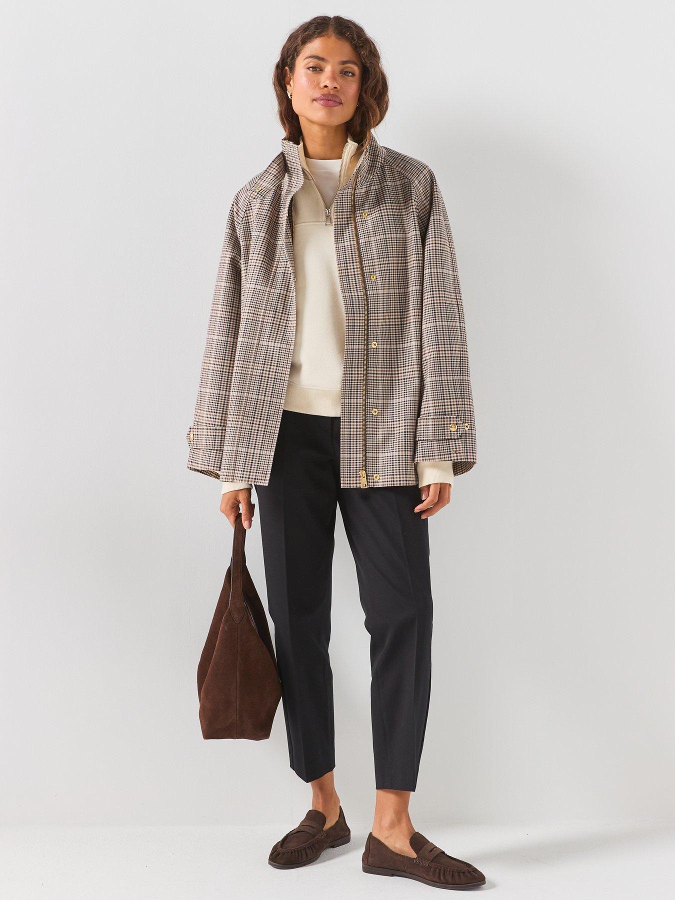 Image 3 of 6 of Tommy Hilfiger Cotton Check Cape Coat