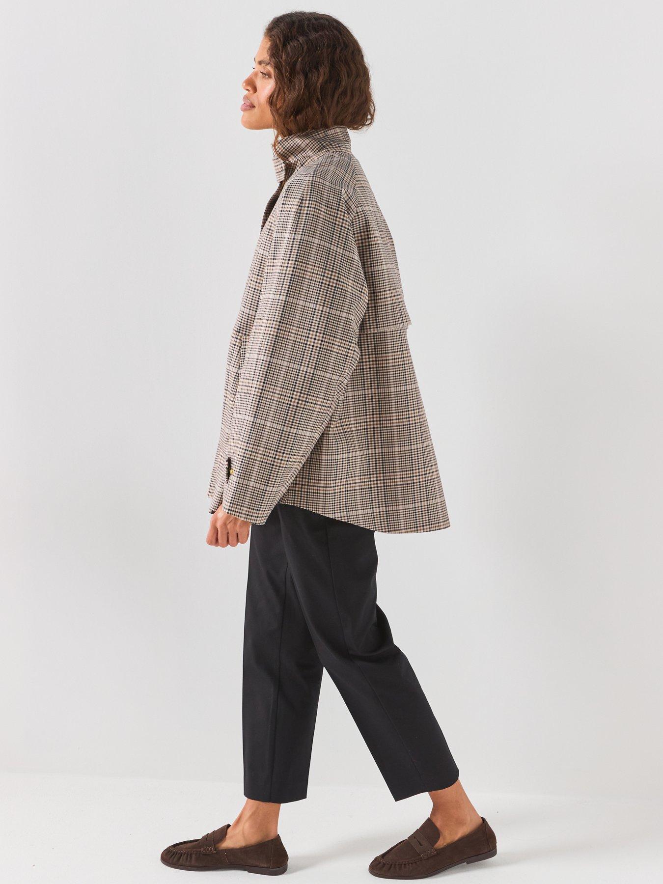 Image 5 of 6 of Tommy Hilfiger Cotton Check Cape Coat