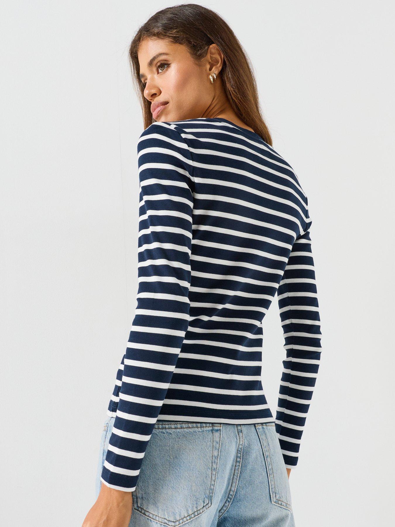 Image 2 of 6 of Tommy Hilfiger Slim Crew Neck Lthong Sleeve T-shirt - Blue