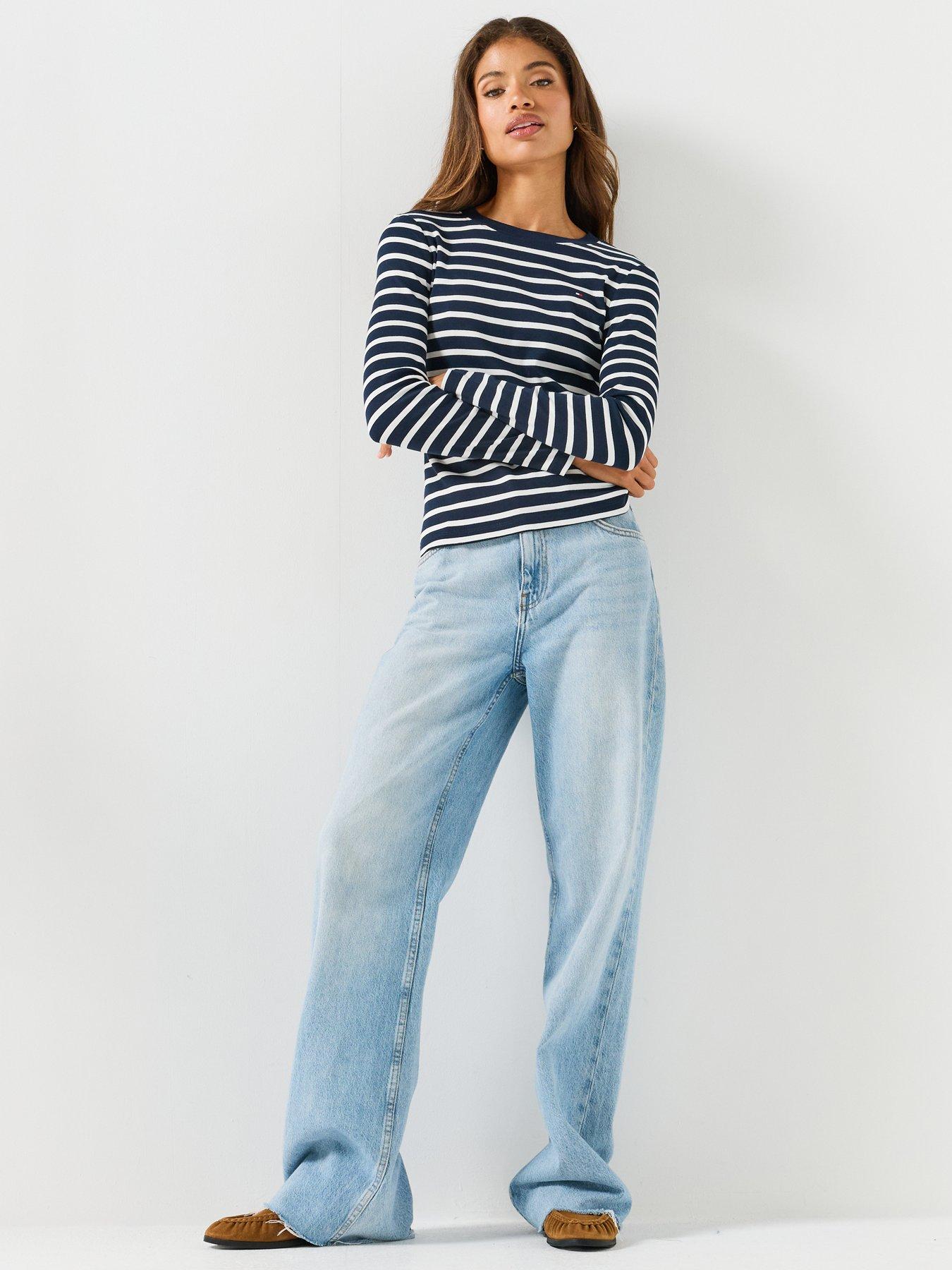 Image 3 of 6 of Tommy Hilfiger Slim Crew Neck Lthong Sleeve T-shirt - Blue