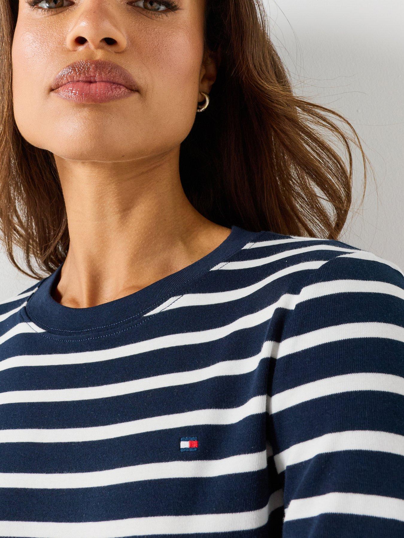 Image 4 of 6 of Tommy Hilfiger Slim Crew Neck Lthong Sleeve T-shirt - Blue