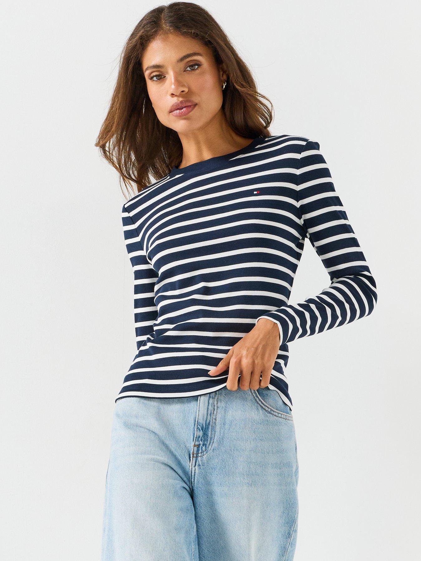 Image 5 of 6 of Tommy Hilfiger Slim Crew Neck Lthong Sleeve T-shirt - Blue