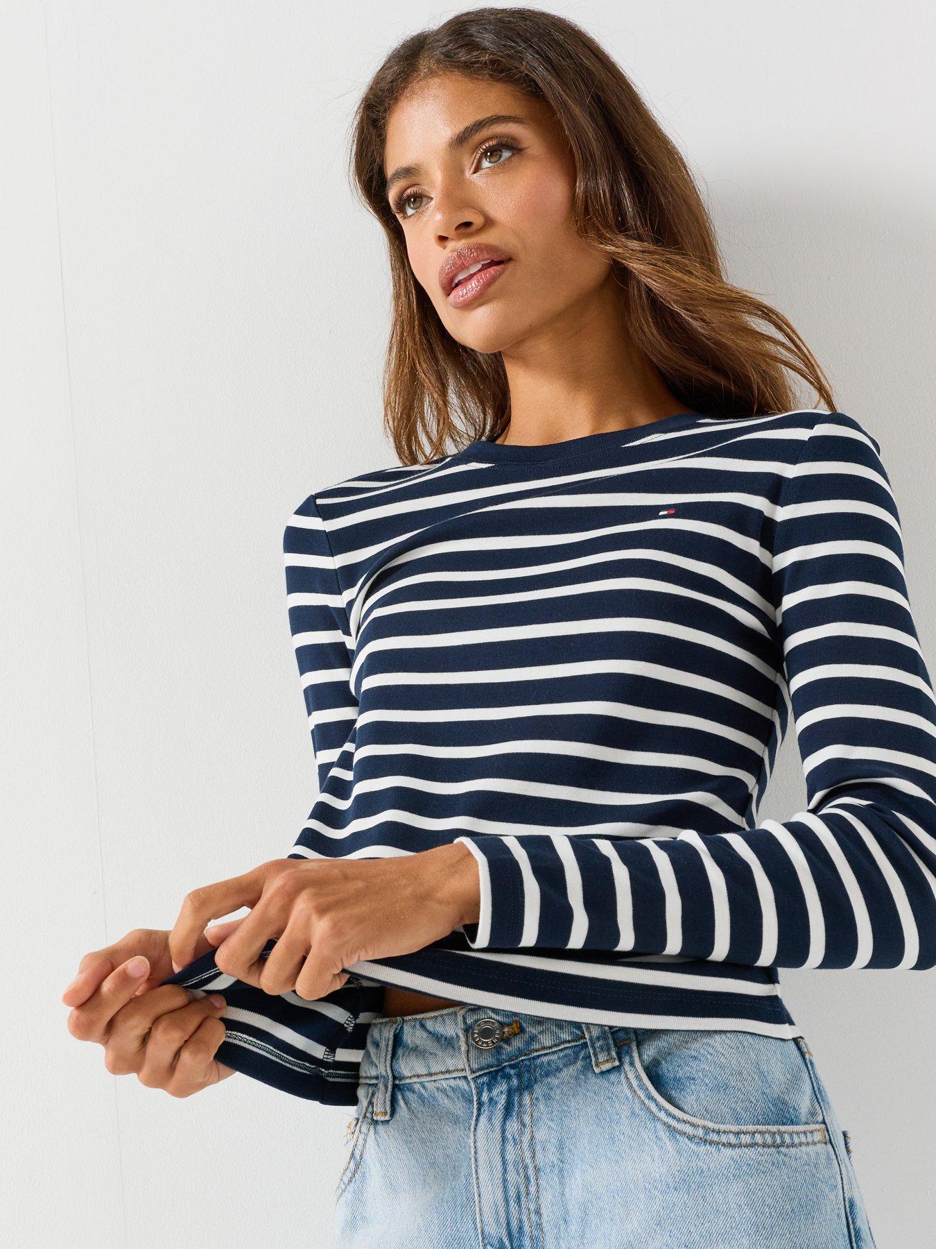 Image 6 of 6 of Tommy Hilfiger Slim Crew Neck Lthong Sleeve T-shirt - Blue