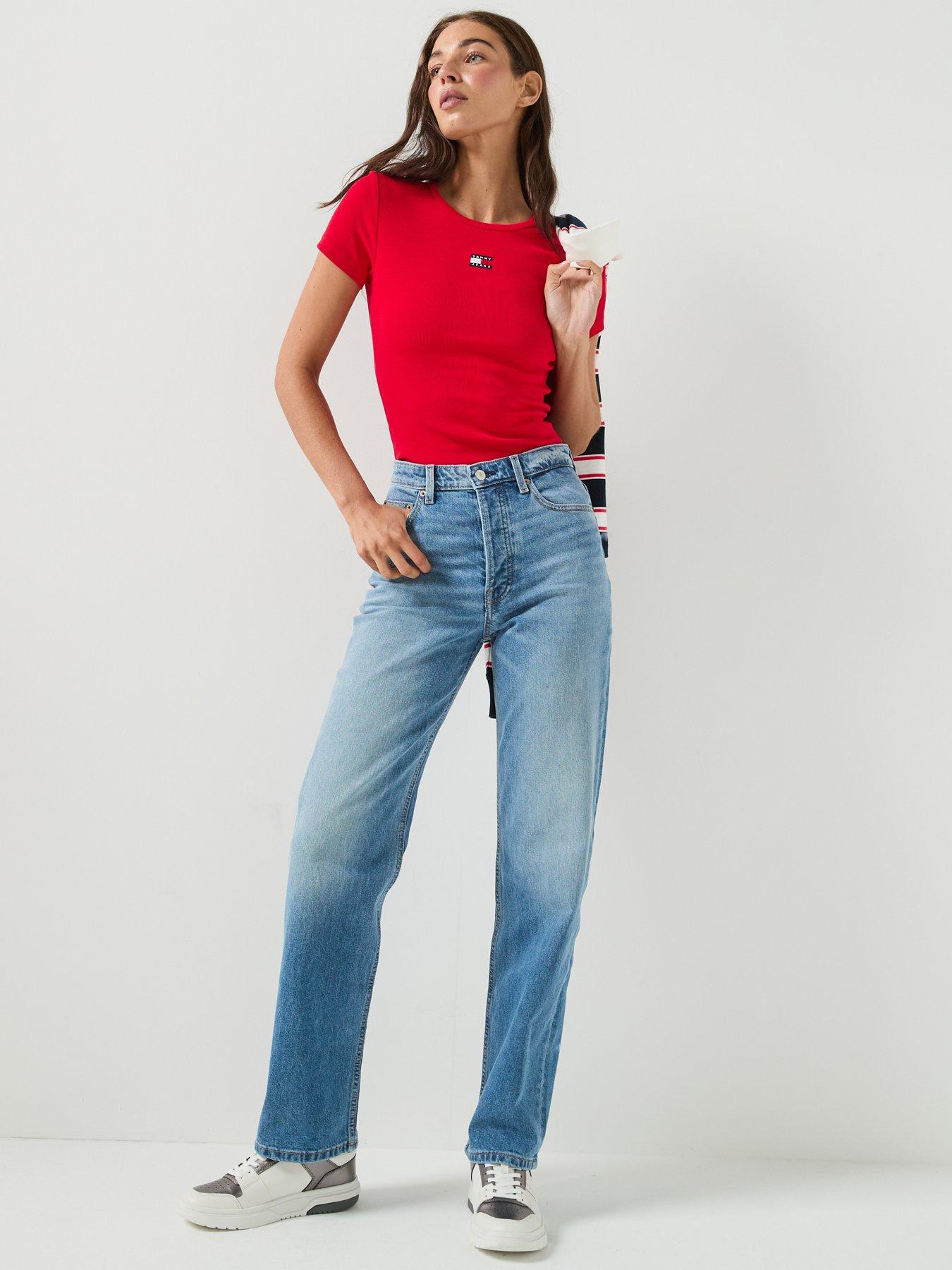 Image 3 of 6 of Tommy Jeans Layla High Rise Straight Jeans - Denim Medium