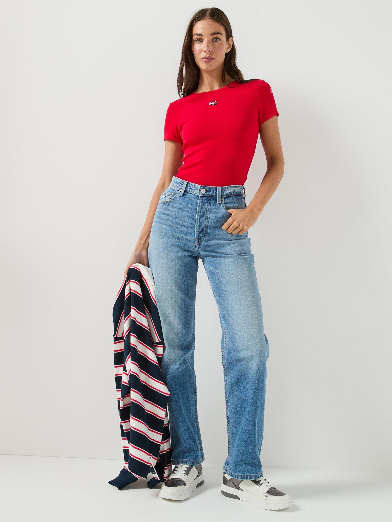 Image 6 of 6 of Tommy Jeans Layla High Rise Straight Jeans - Denim Medium