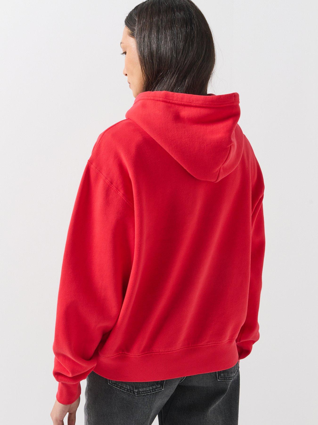 Image 2 of 6 of Tommy Jeans Tommy Badge Boxy Drawstring Hoody - Red