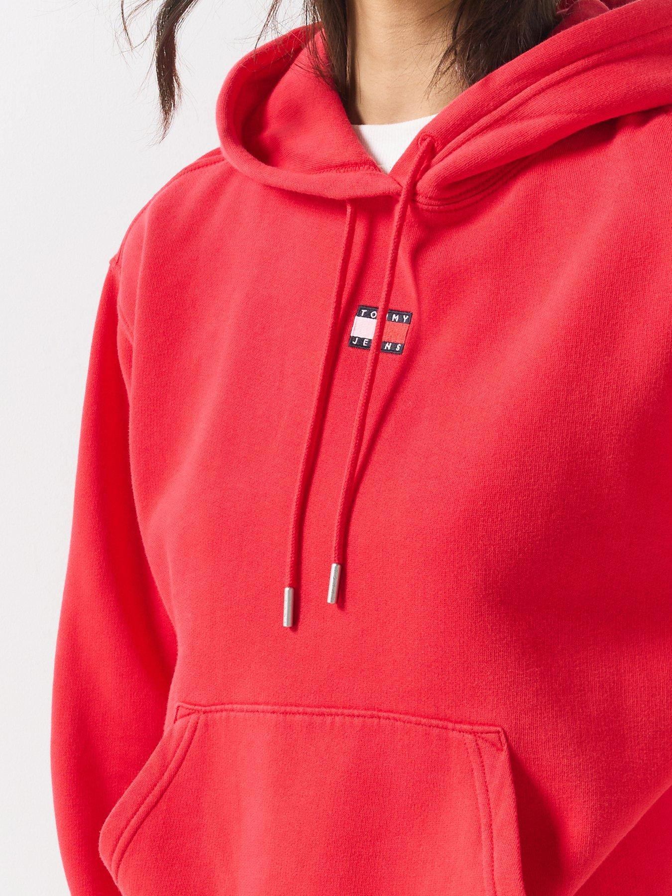 Image 5 of 6 of Tommy Jeans Tommy Badge Boxy Drawstring Hoody - Red