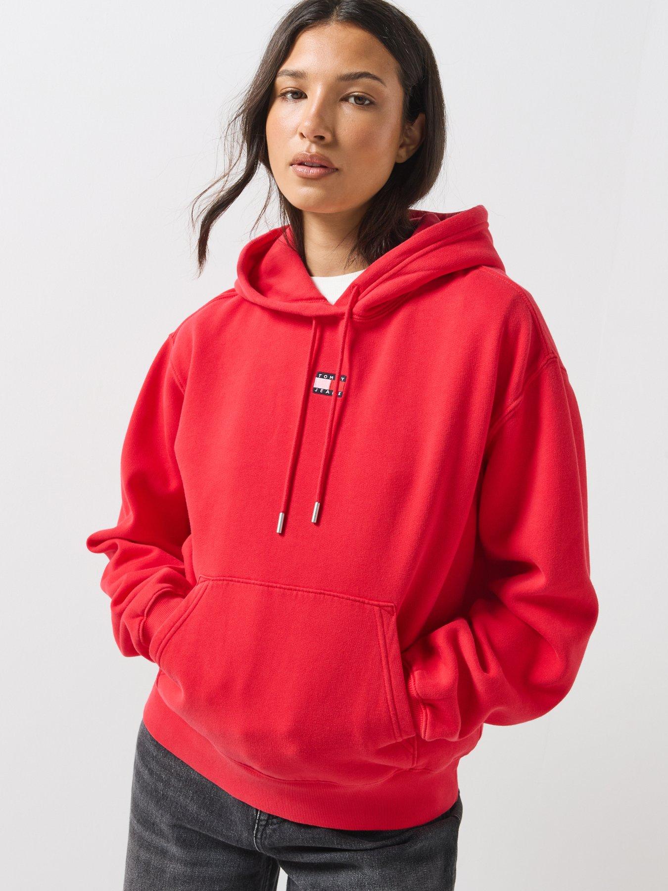 Image 6 of 6 of Tommy Jeans Tommy Badge Boxy Drawstring Hoody - Red