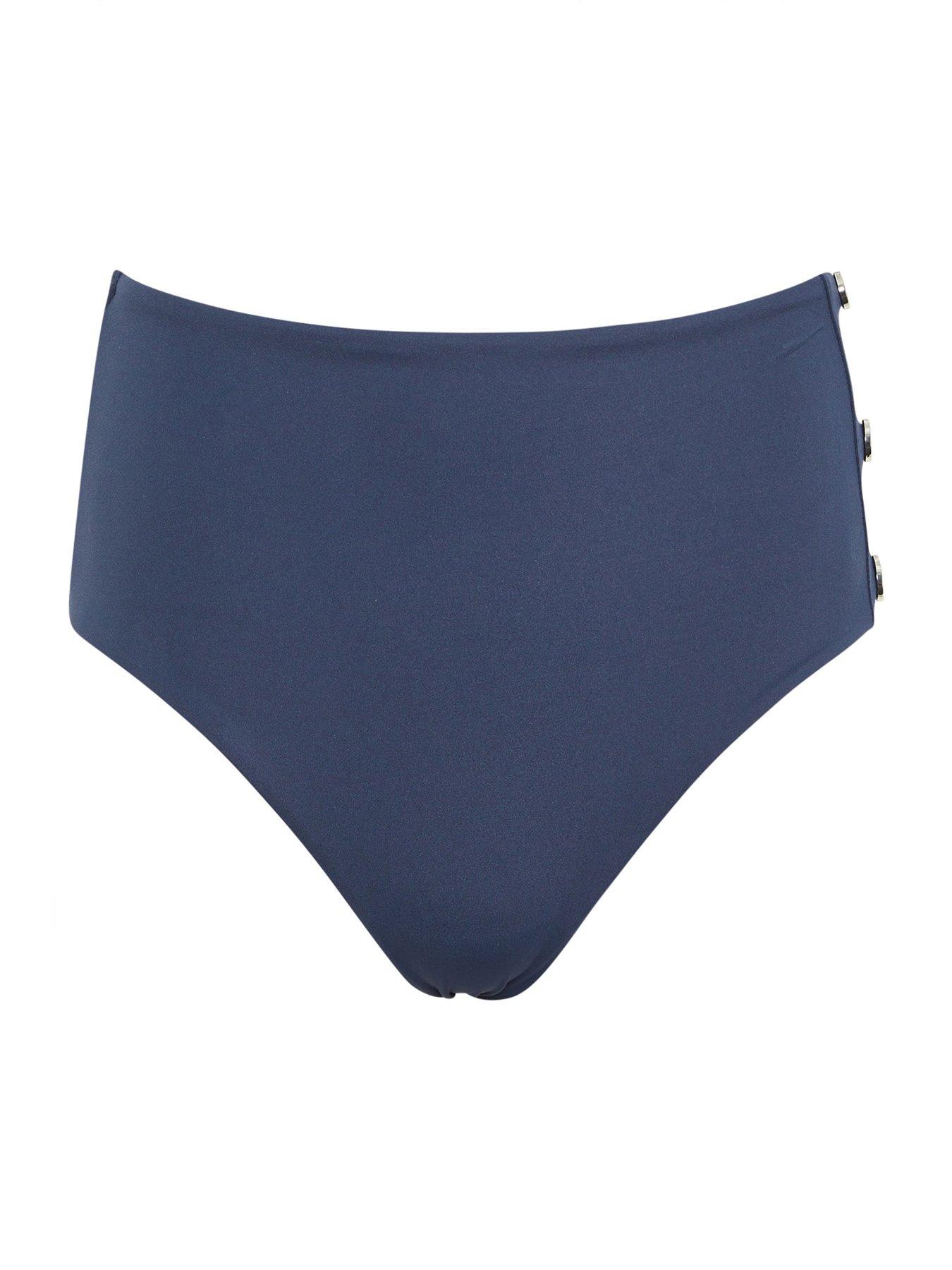 Image 5 of 5 of Star By Julien Macdonald Popper Detail Bikini Bottoms - Blue