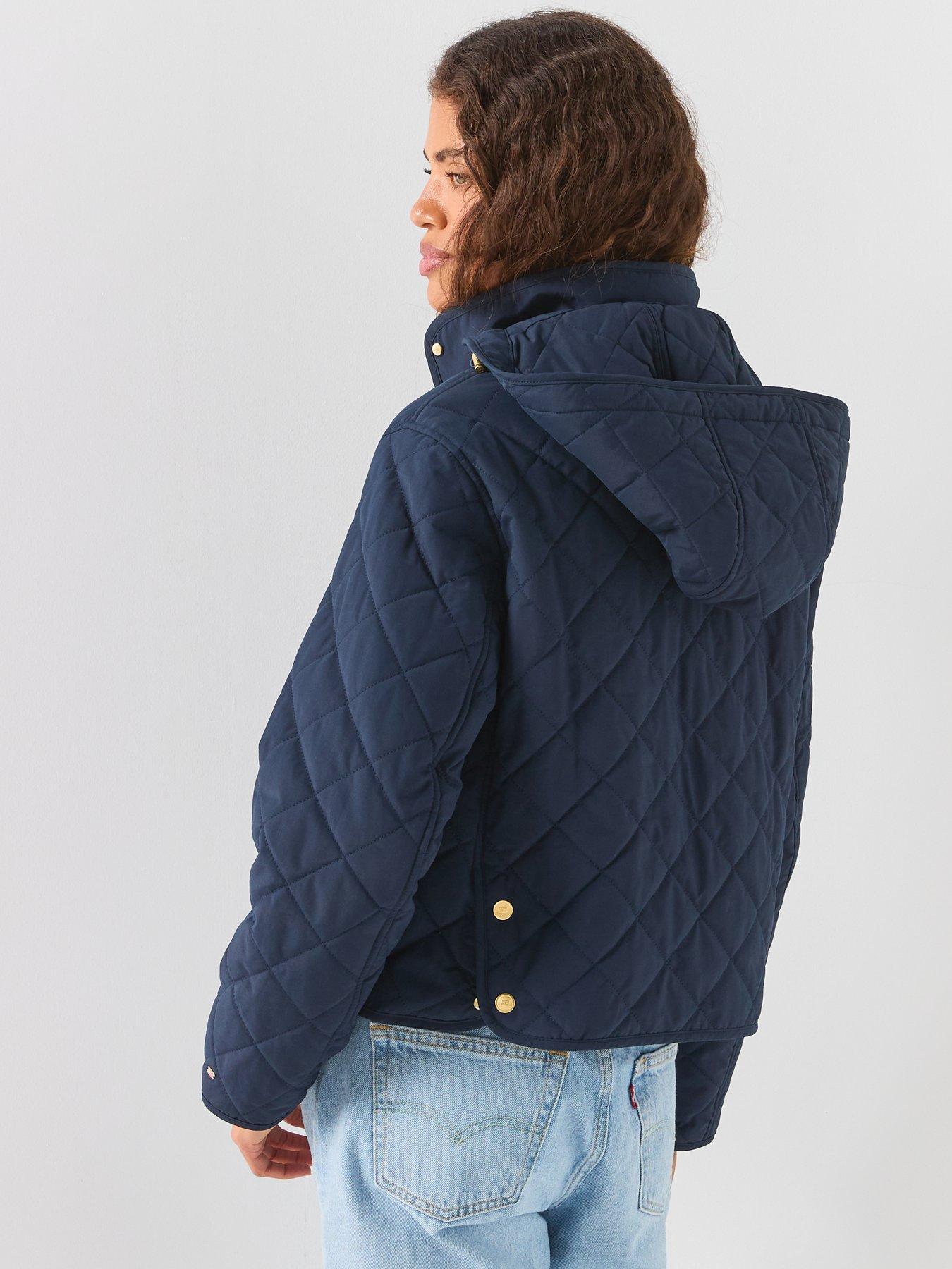 Image 2 of 6 of Tommy Hilfiger Crest Embroidery Square Quilted Hooded Jacket - Blue