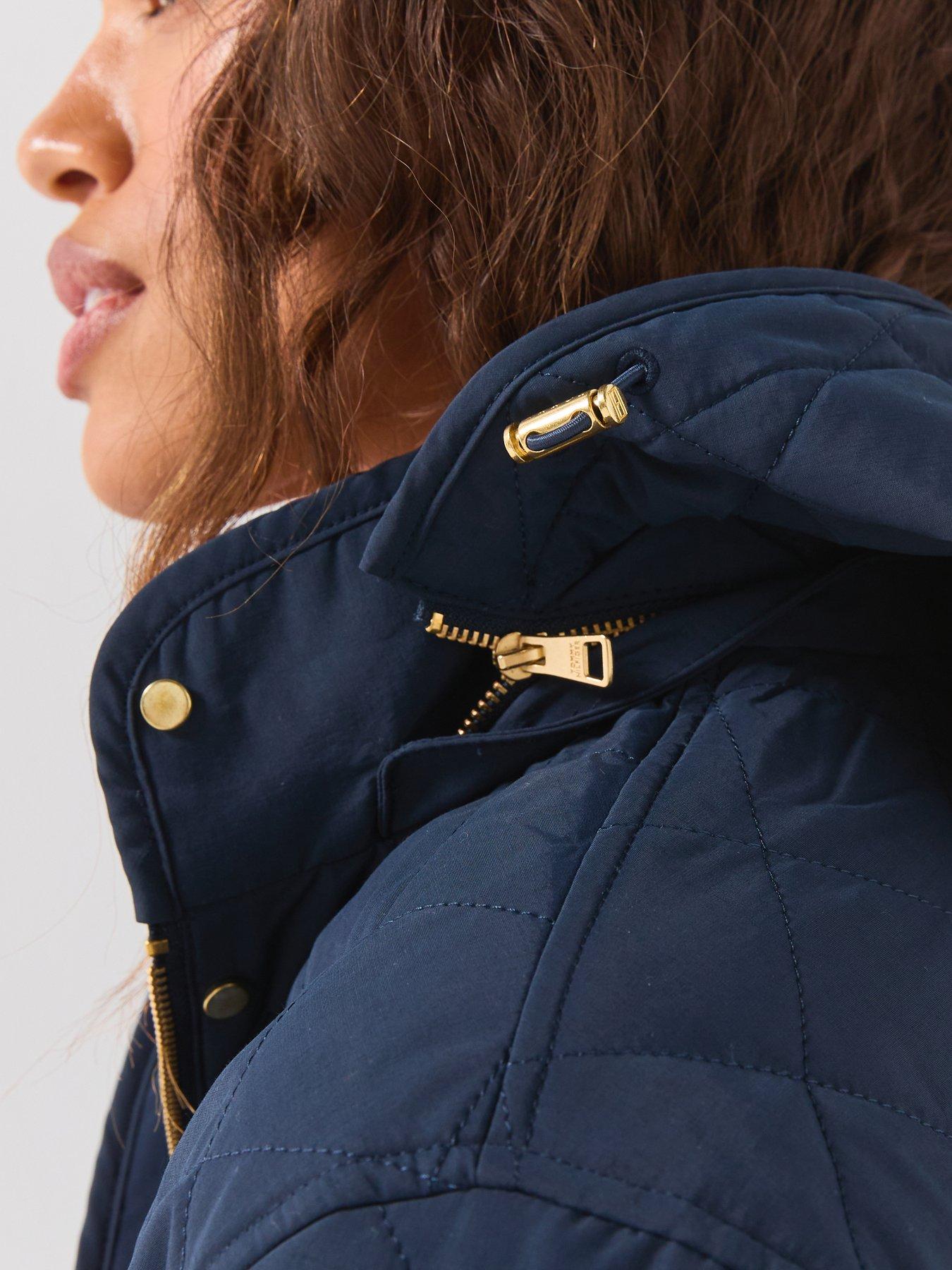 Image 4 of 6 of Tommy Hilfiger Crest Embroidery Square Quilted Hooded Jacket - Blue