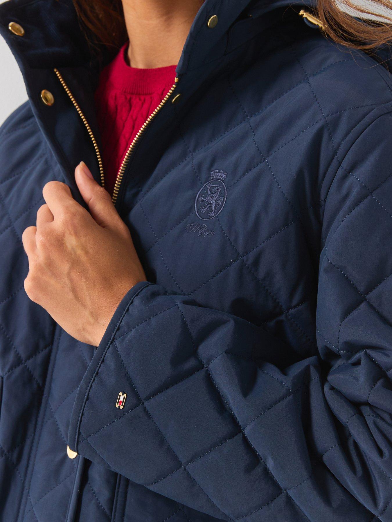 Image 5 of 6 of Tommy Hilfiger Crest Embroidery Square Quilted Hooded Jacket - Blue