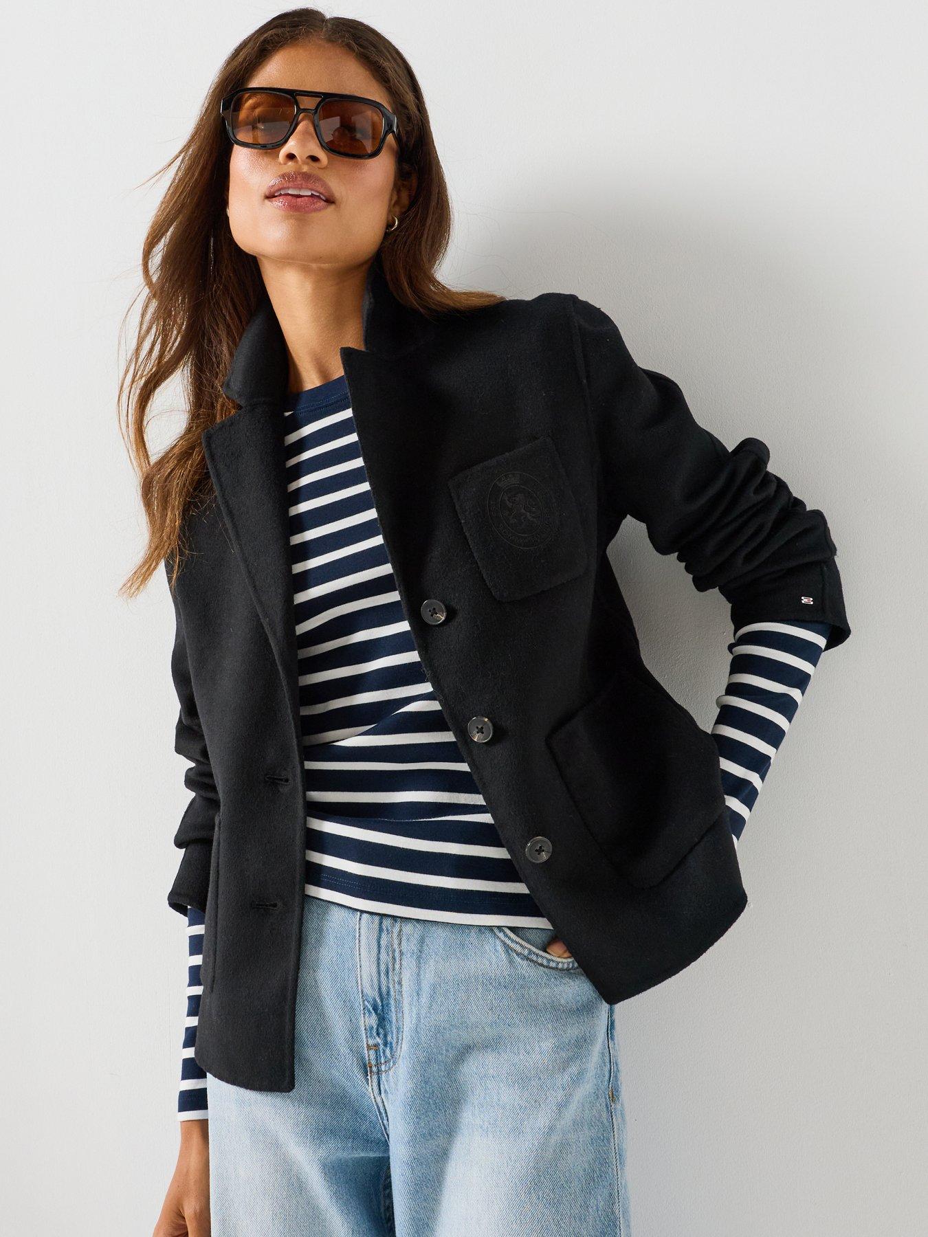 Image 1 of 6 of Tommy Hilfiger Wool Blend Slim Single Breasted Jacket - Black