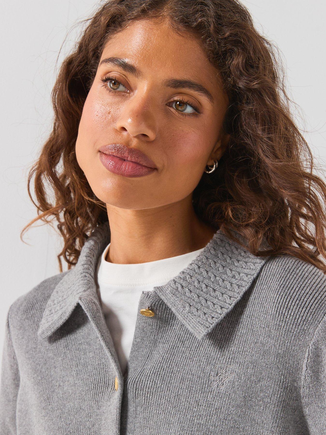 Image 4 of 6 of Tommy Hilfiger Gold-tone Button Jacket Wi Wool - Grey