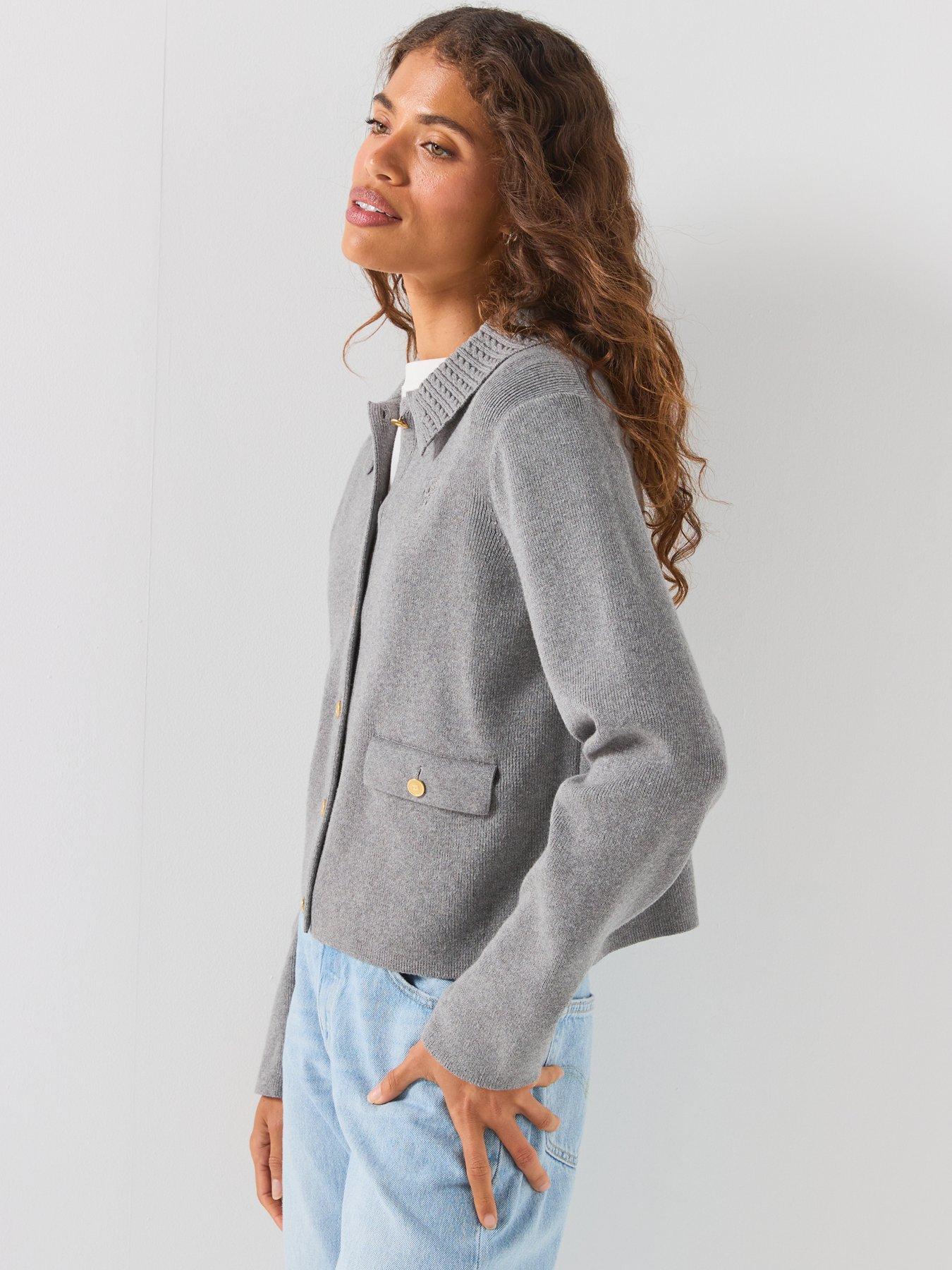 Image 5 of 6 of Tommy Hilfiger Gold-tone Button Jacket Wi Wool - Grey