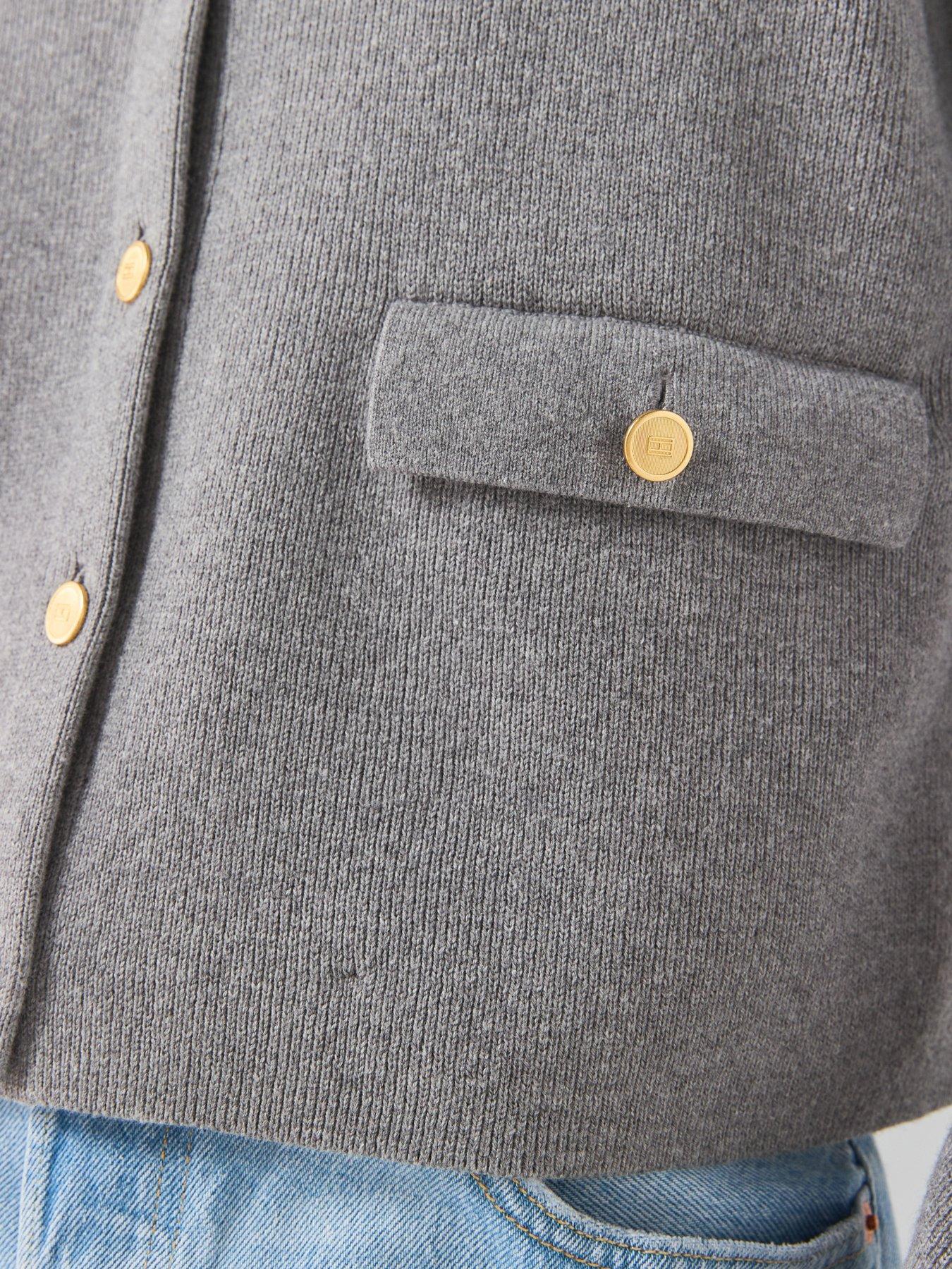Image 6 of 6 of Tommy Hilfiger Gold-tone Button Jacket Wi Wool - Grey