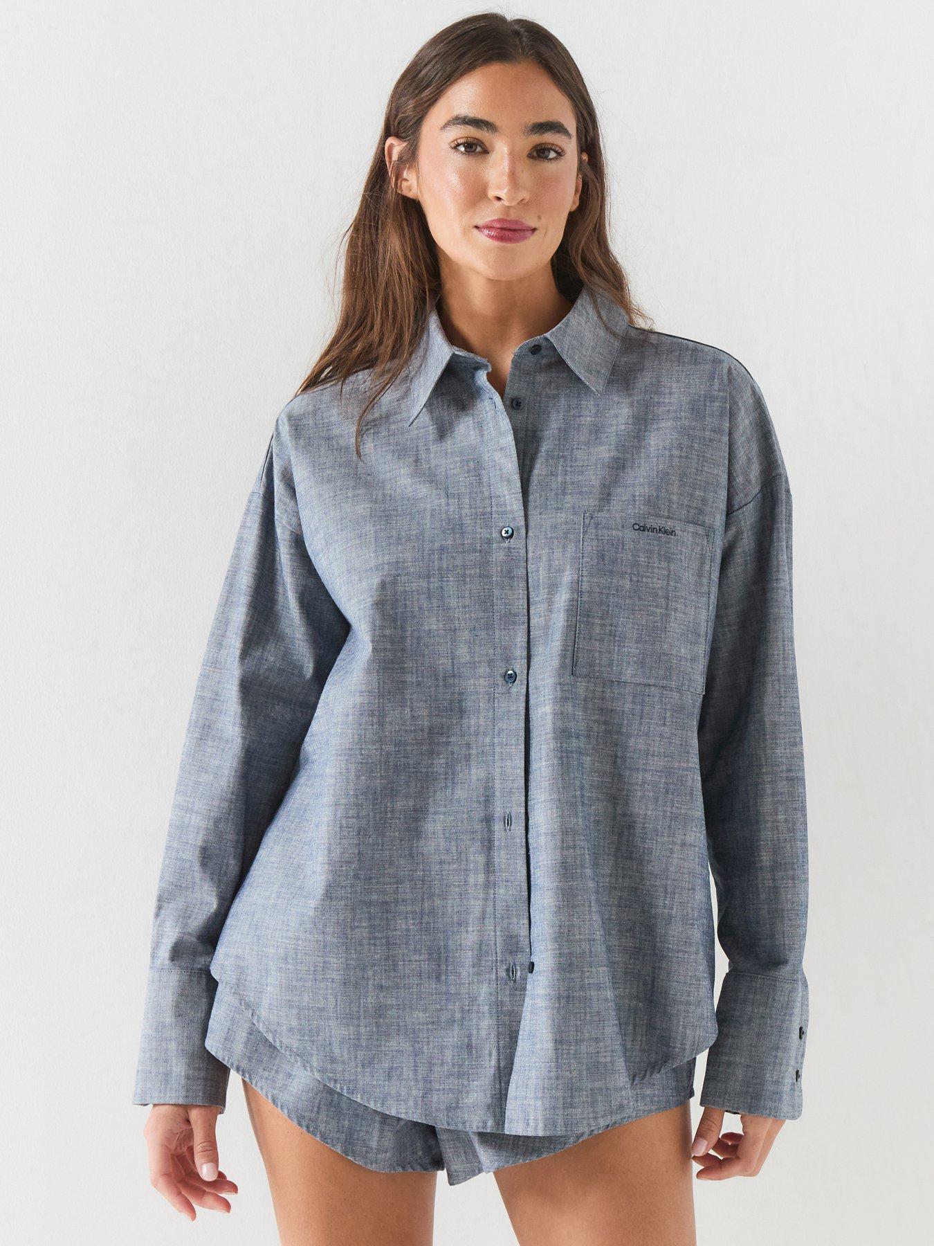 Calvin Klein Cotton Chambray Pyjama Top - Blue