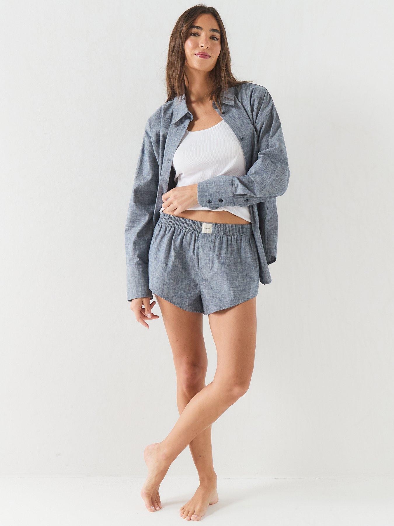 Image 6 of 6 of Calvin Klein Cotton Chambray Pyjama Shorts - Blue