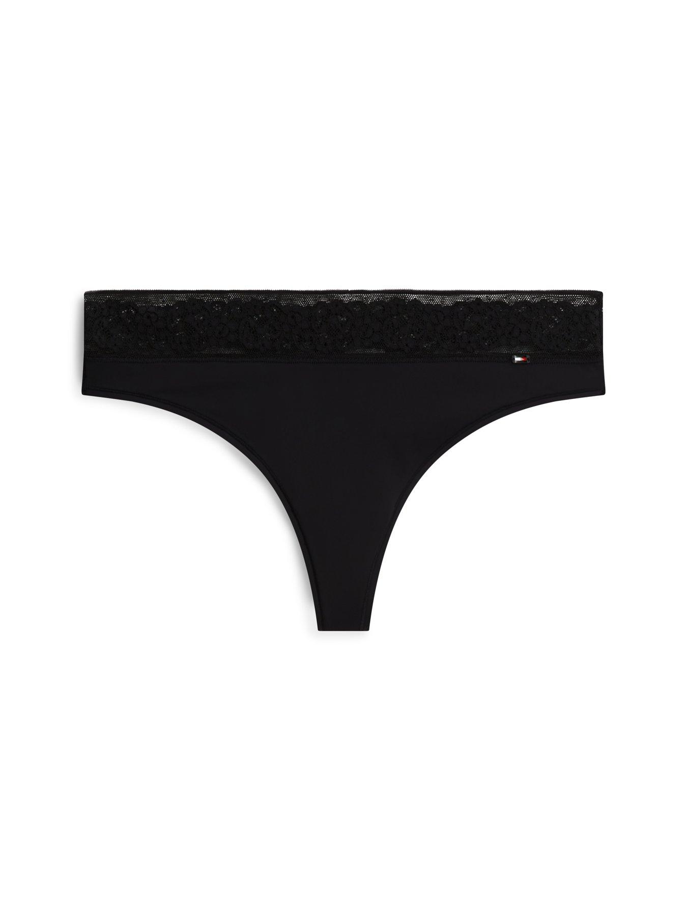 Image 4 of 6 of Tommy Hilfiger Floral Lace Thong - Black