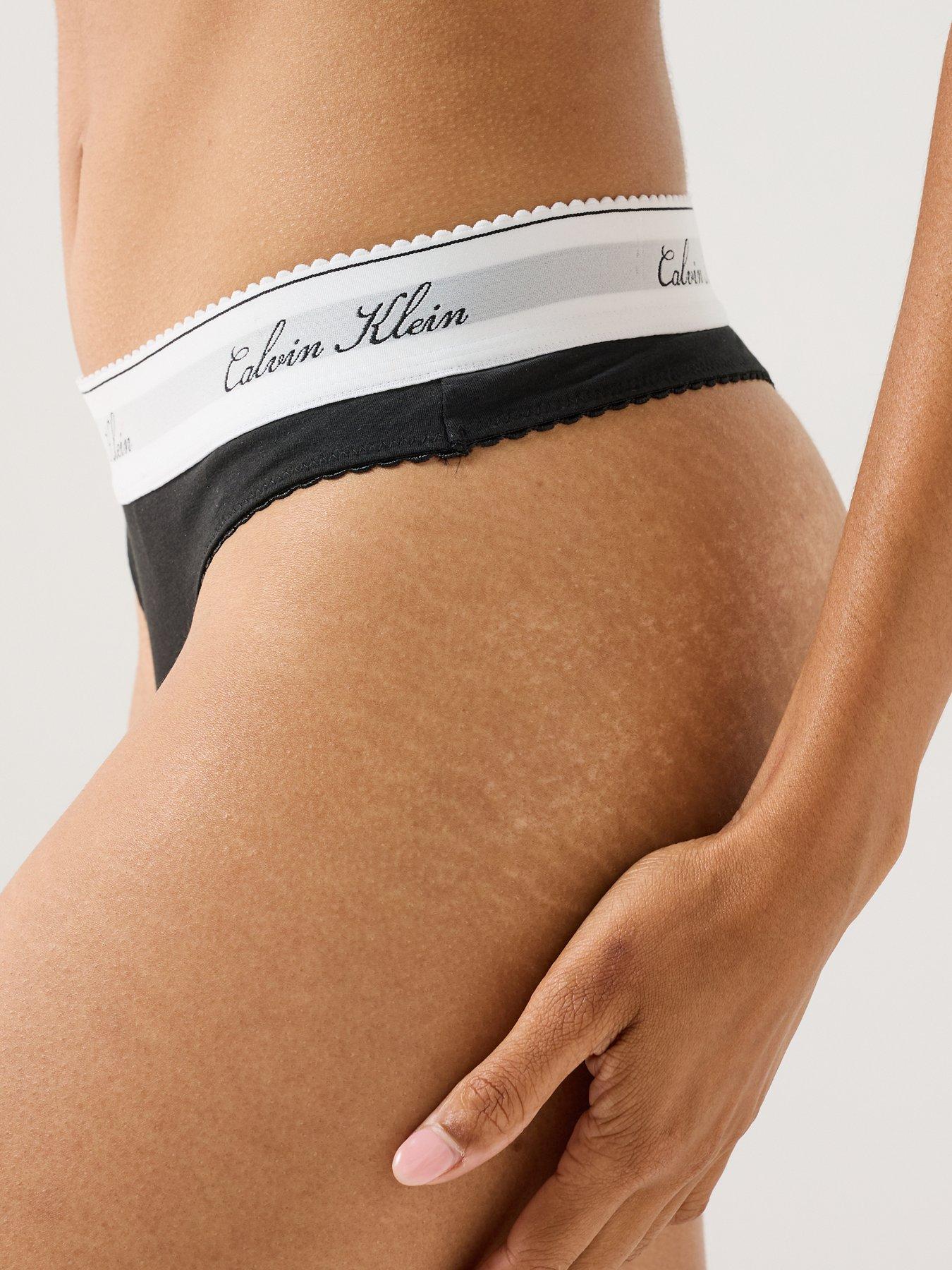 Image 5 of 5 of Calvin Klein Women's Calvin Klein Thong with Icon Logo Waistband - Black