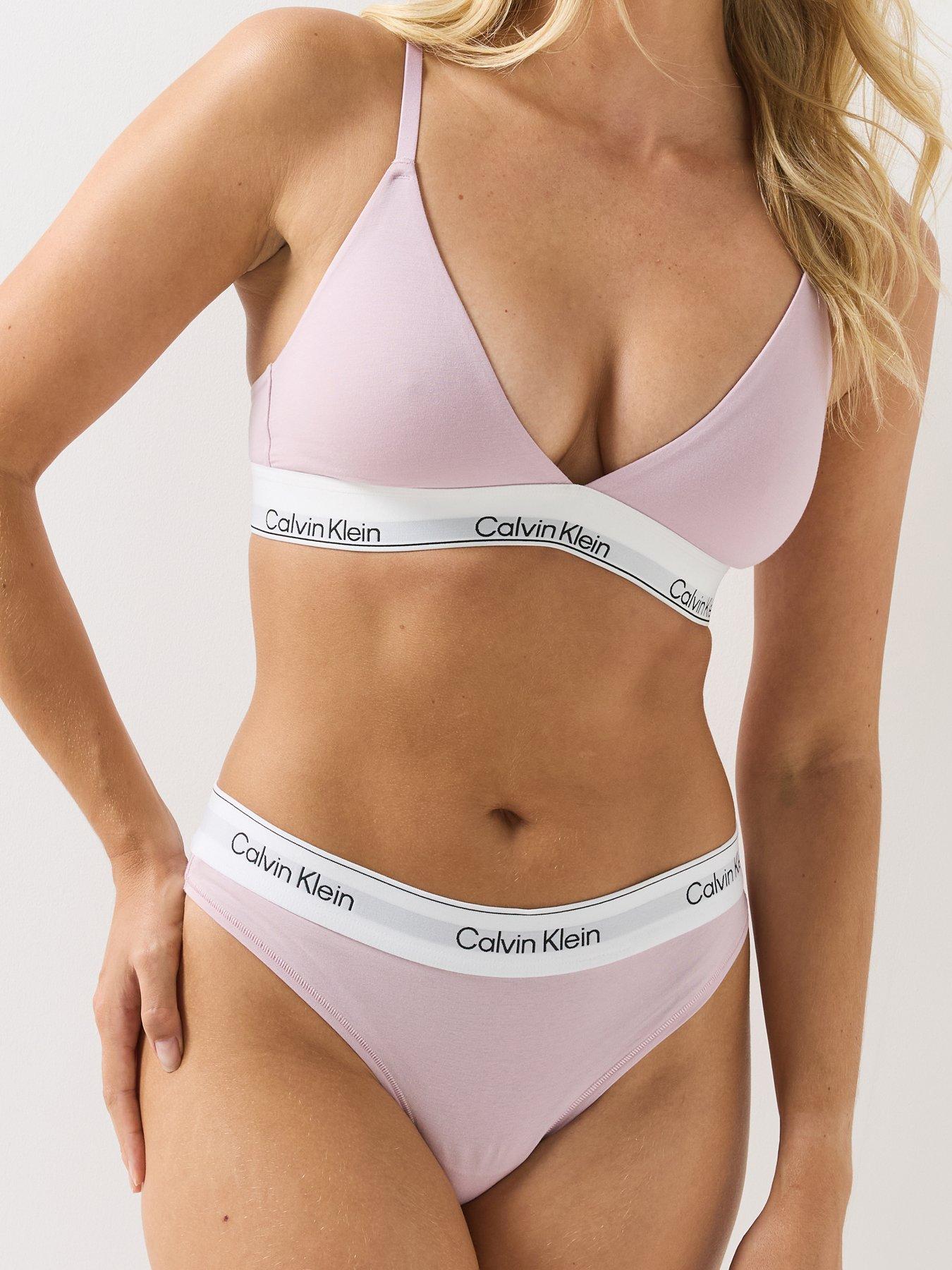 Image 5 of 6 of Calvin Klein Icon Cotton Modal Lightly Lined Triangle Bralette - Pink