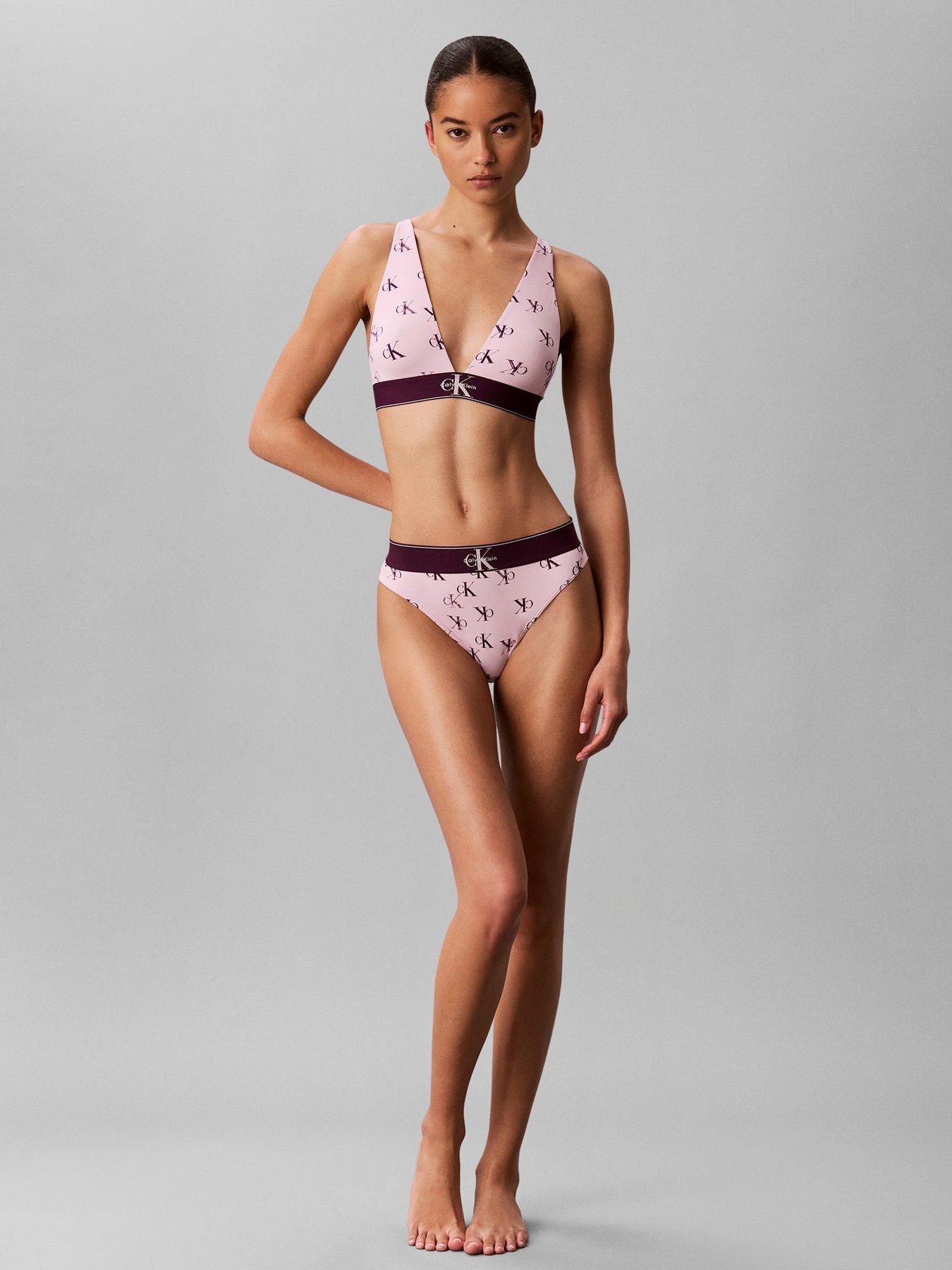 Image 3 of 6 of Calvin Klein Graphic Lightly Lined Triangle Bralette - Pink