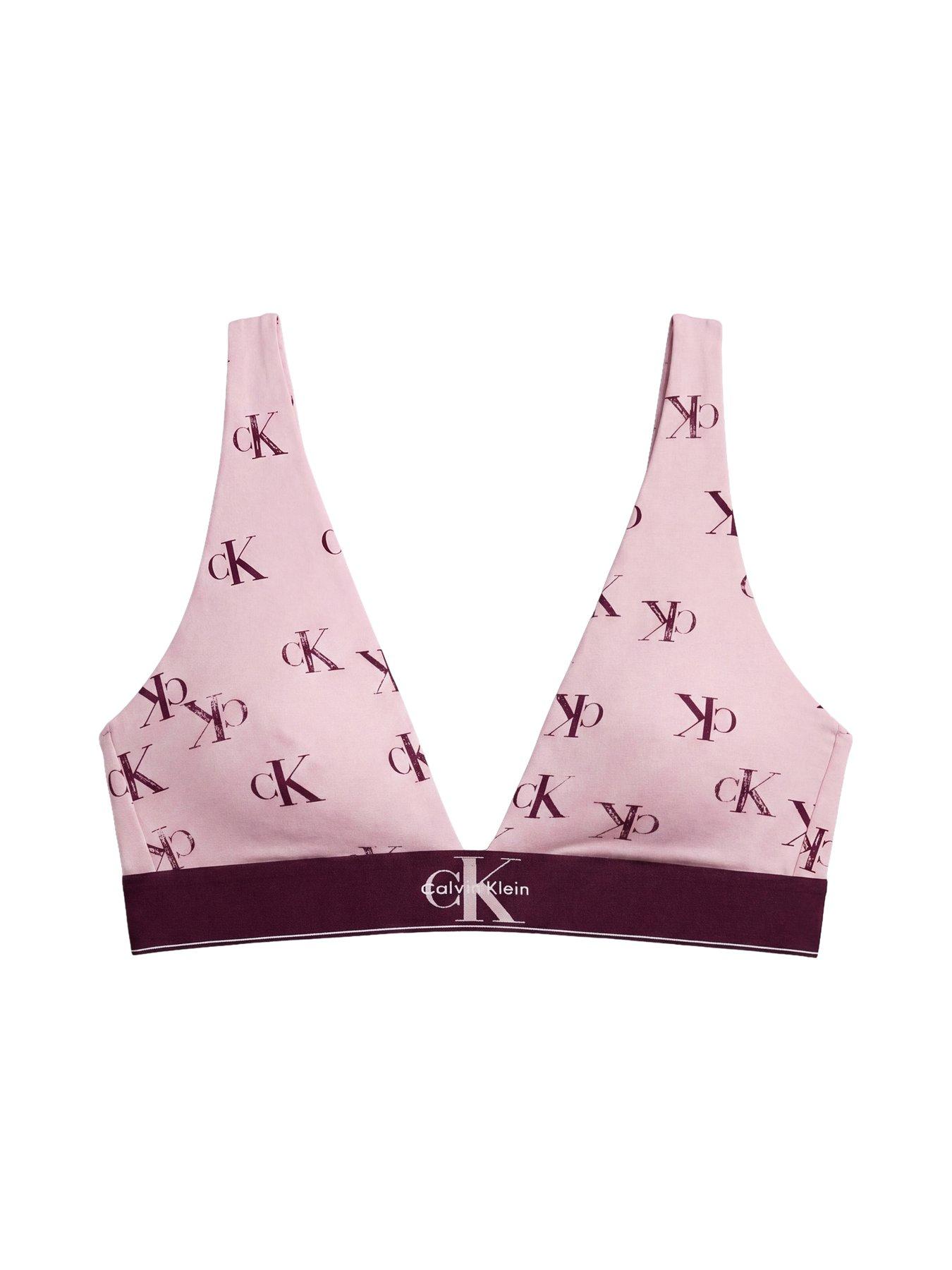 Image 6 of 6 of Calvin Klein Graphic Lightly Lined Triangle Bralette - Pink