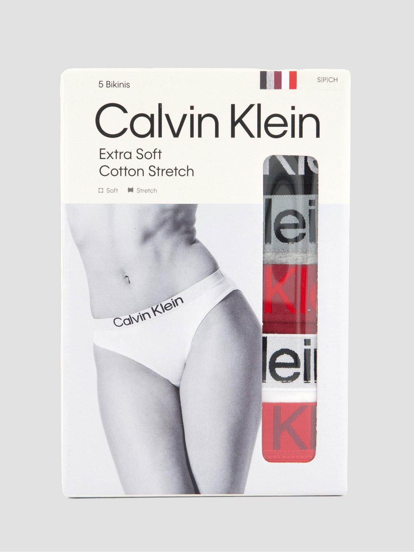 Image 6 of 6 of Calvin Klein Womens 5 Pack Logo Stretch Full Briefs - Black/Grey/Red