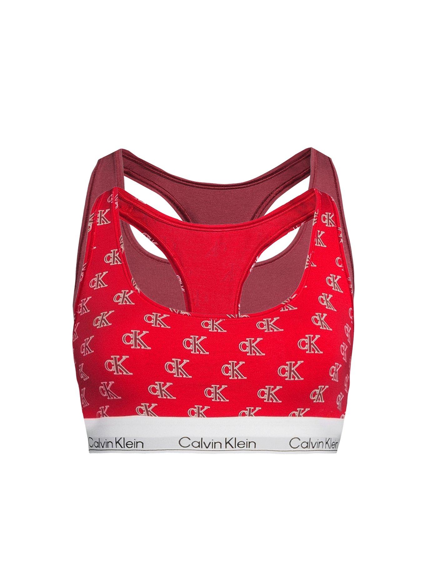 Image 1 of 6 of Calvin Klein 2 Pack Logo Bralette - Red