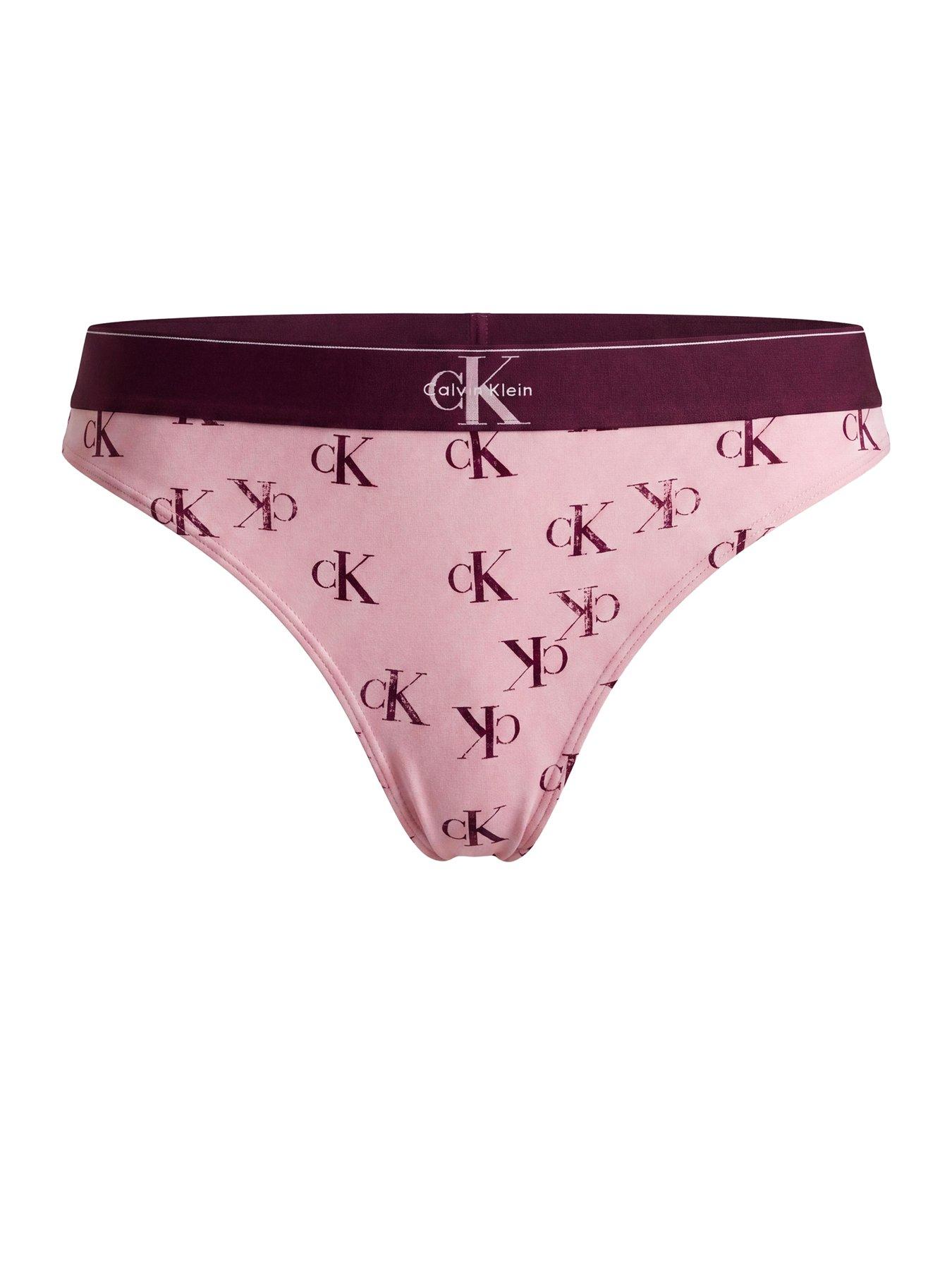 Image 6 of 6 of Calvin Klein Graphic Monologo Thong - Pink
