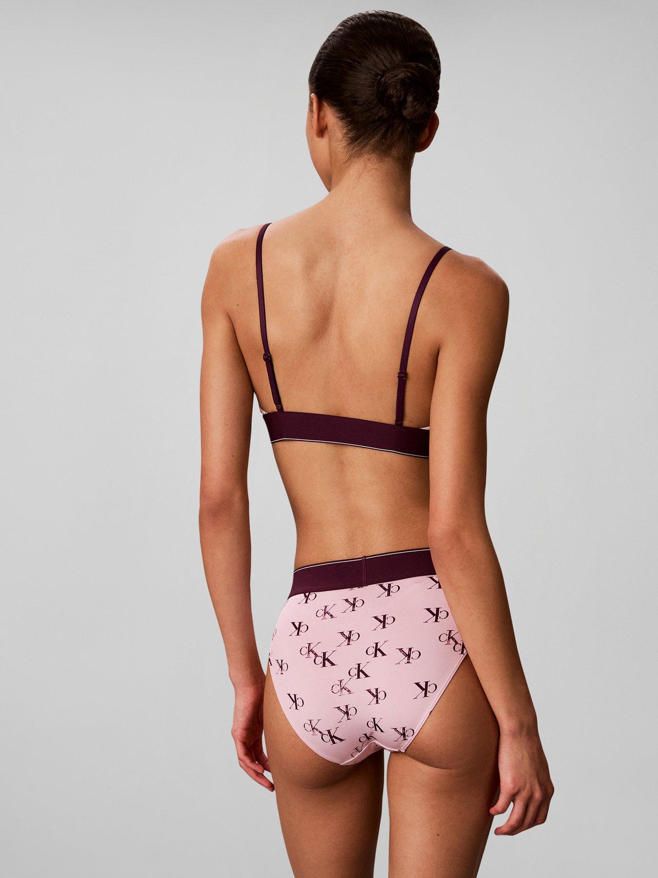 Image 2 of 6 of Calvin Klein All Over Print Unlined Bralette - Pink