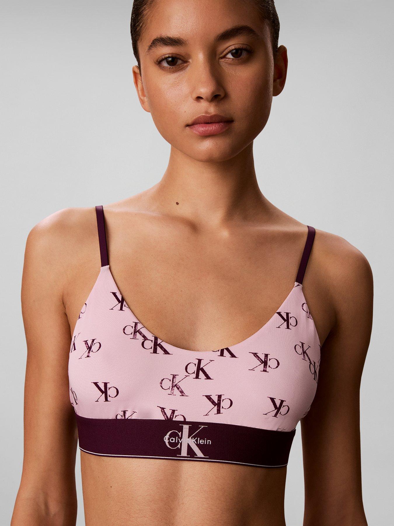 Image 4 of 6 of Calvin Klein All Over Print Unlined Bralette - Pink