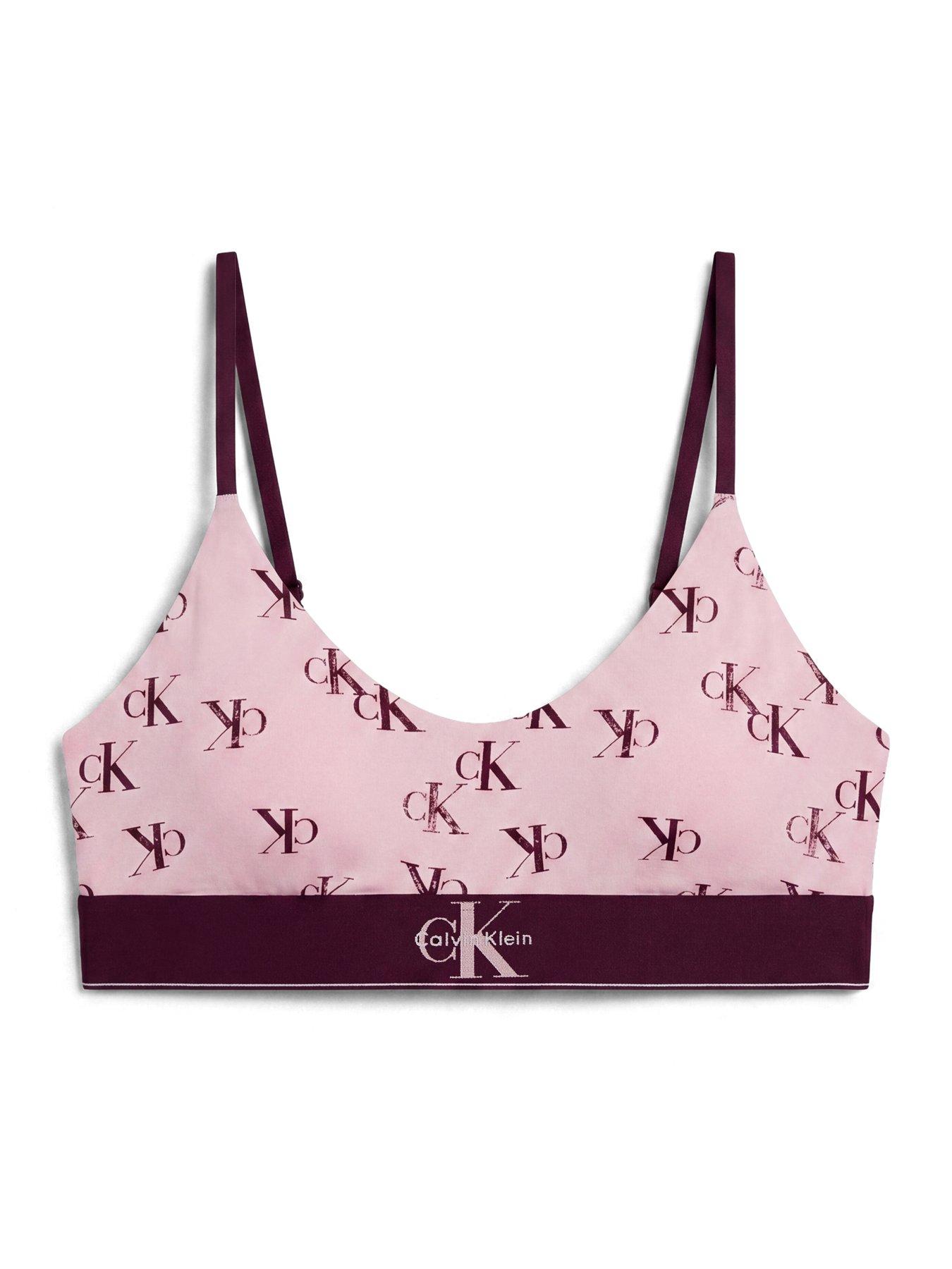 Image 6 of 6 of Calvin Klein All Over Print Unlined Bralette - Pink