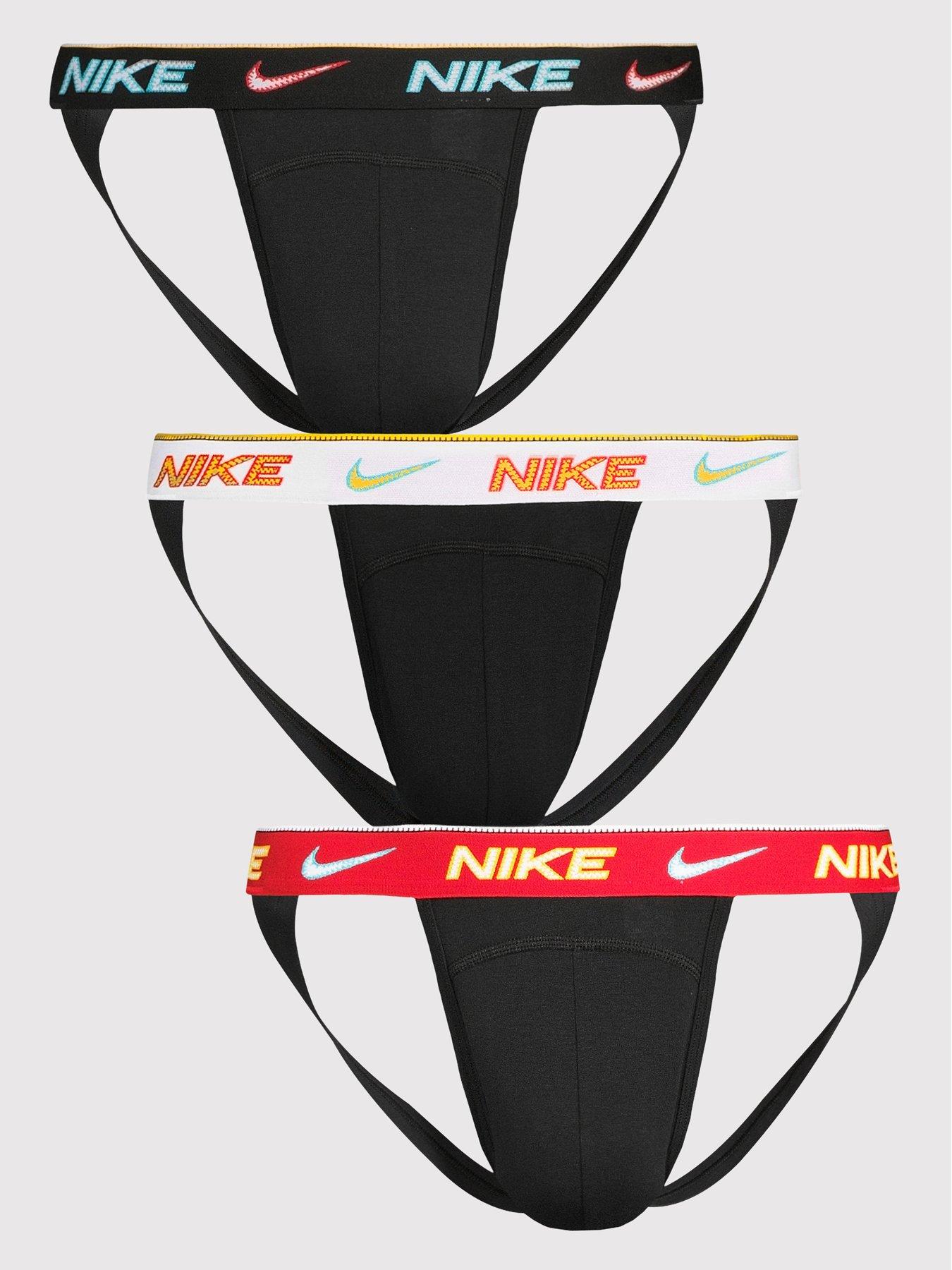 Nike Cotton Essential Stretch 3 Pack Jock Strap - Black