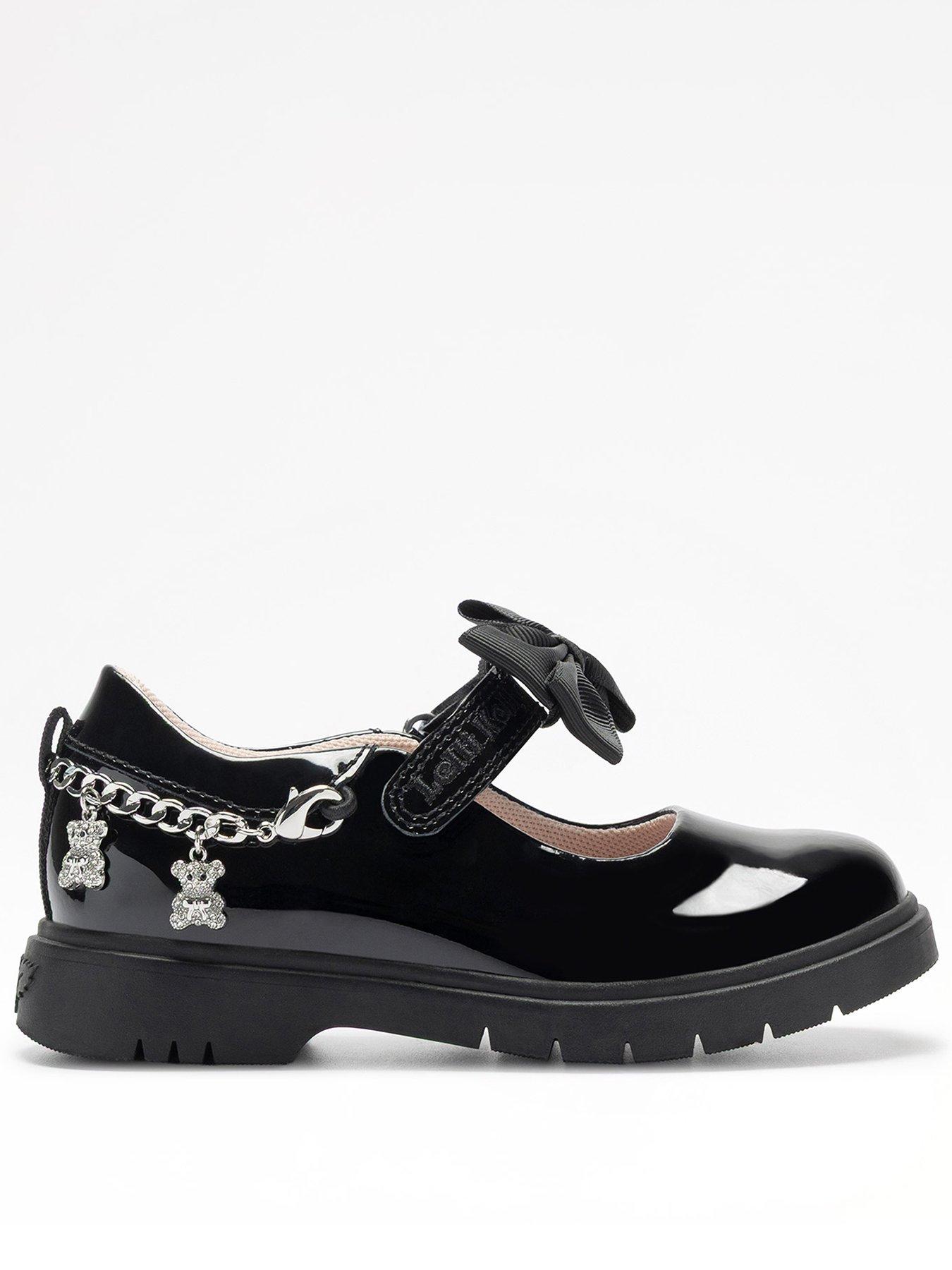 Image 1 of 4 of Lelli Kelly Teddy Charm Chain Chunky School Shoes - Black