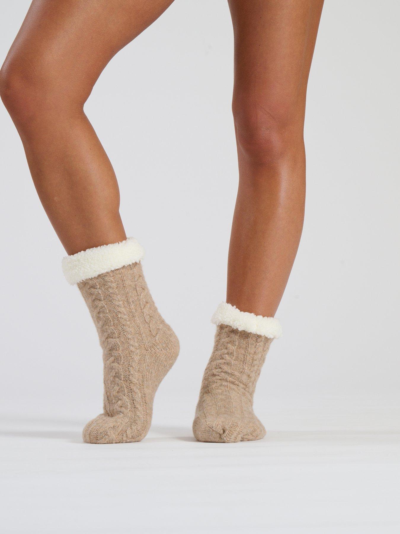 Image 1 of 2 of Loungeable Chenille Slipper Sock - Oat